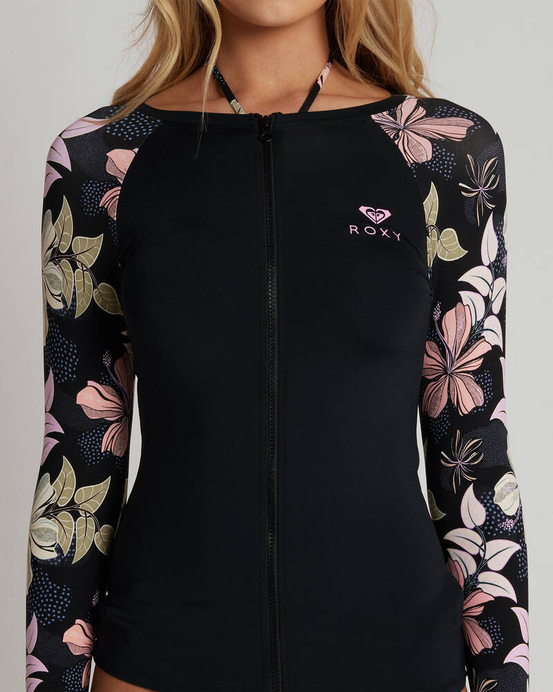 Roxy Sunny Floral Zip Long Sleeve Rash Vest for Womens