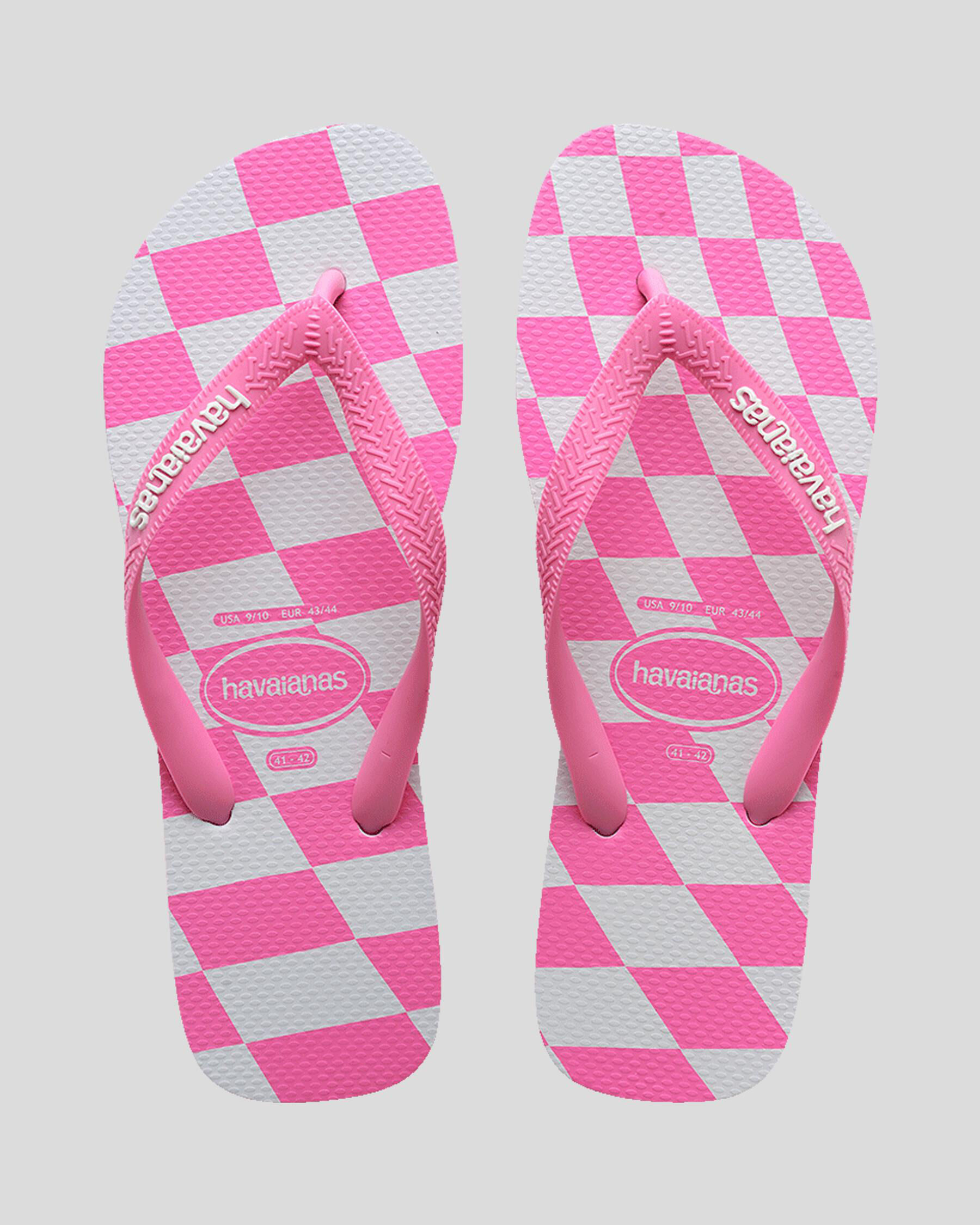 Havaianas Top Distorded Check Thongs In Pink Lemonade Fast