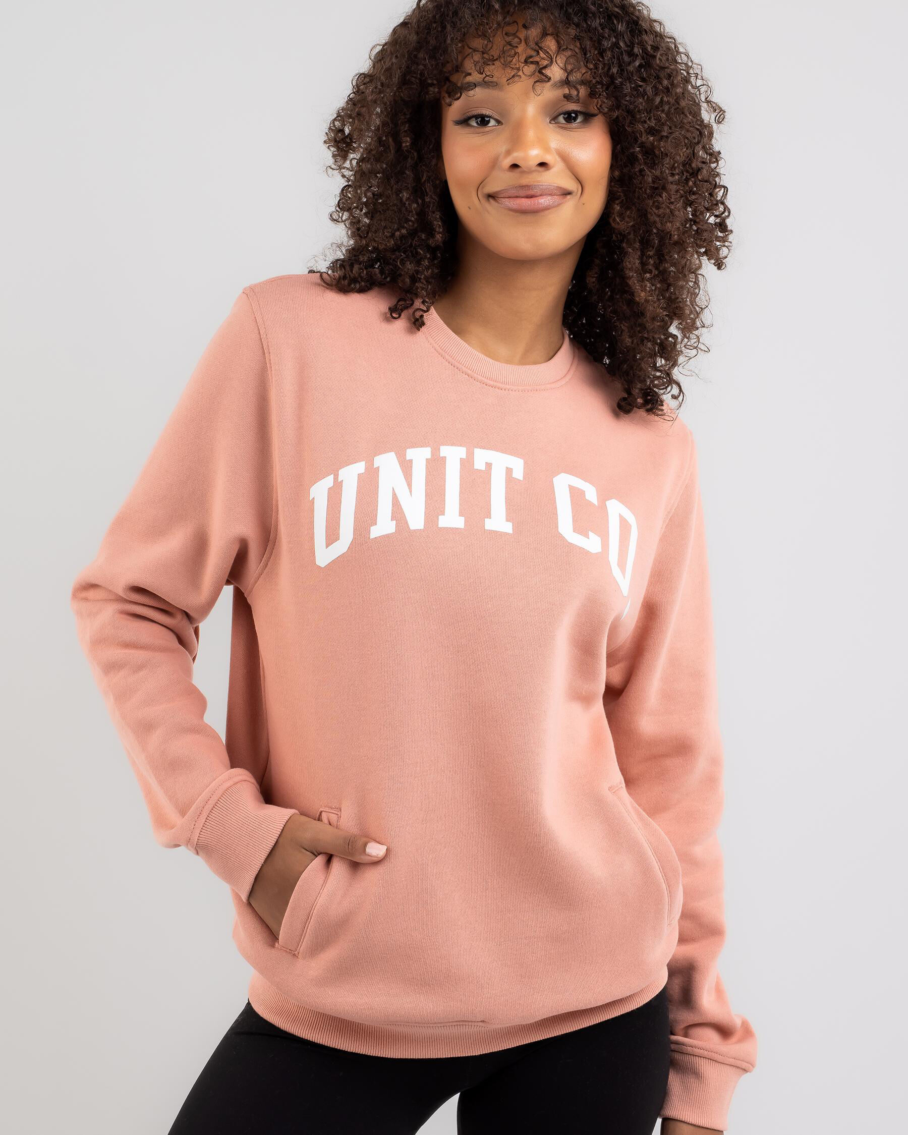 Unit Womens Frat Club Crew Sweater In Dusty Rose - FREE* Shipping