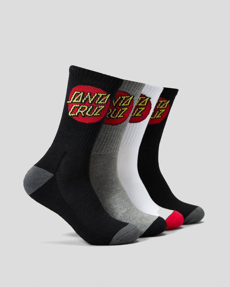 Santa Cruz Classic Dot Crew Socks 4 Pack for Mens