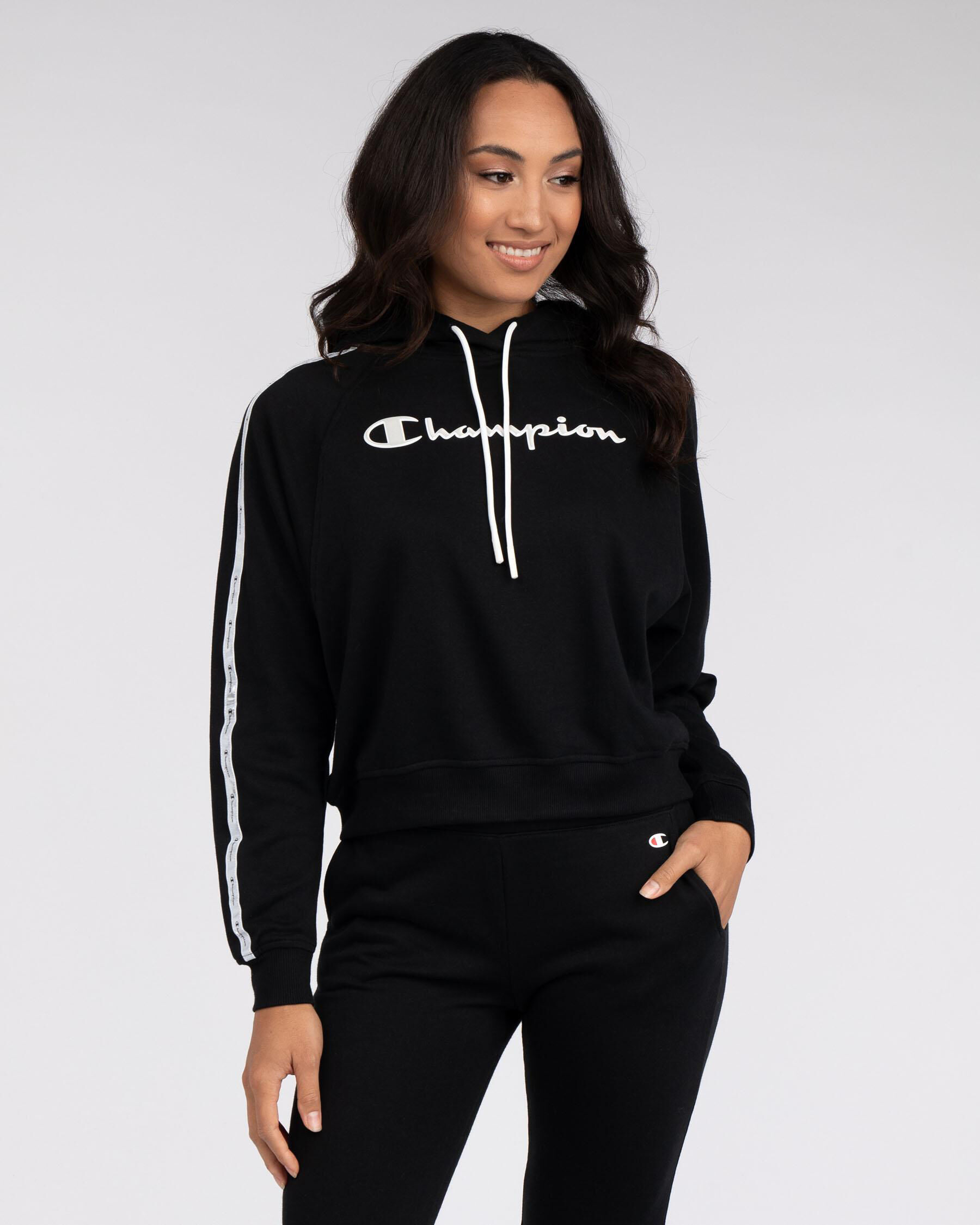 champion tape hoodie women's