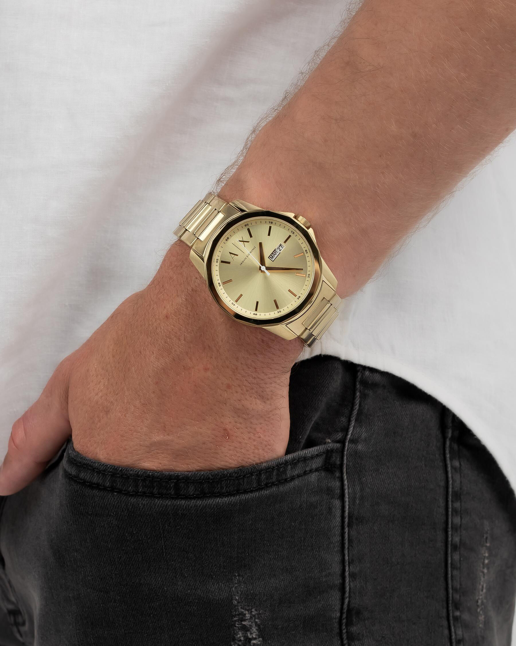 Armani Exchange Banks Watch In Gold FREE Shipping Easy