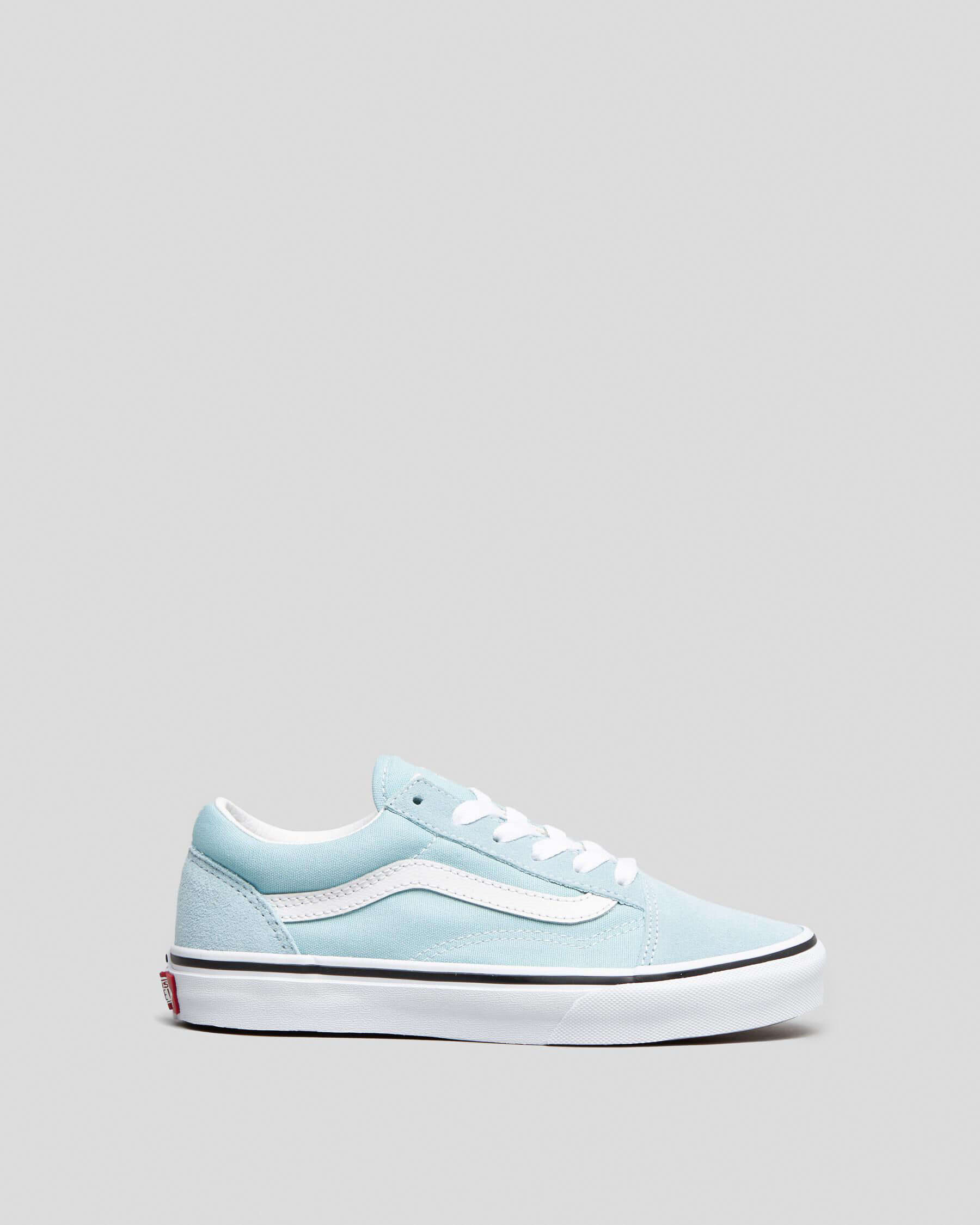 Vans Girls Old Skool Shoes In Color Theory Canal Blue FREE