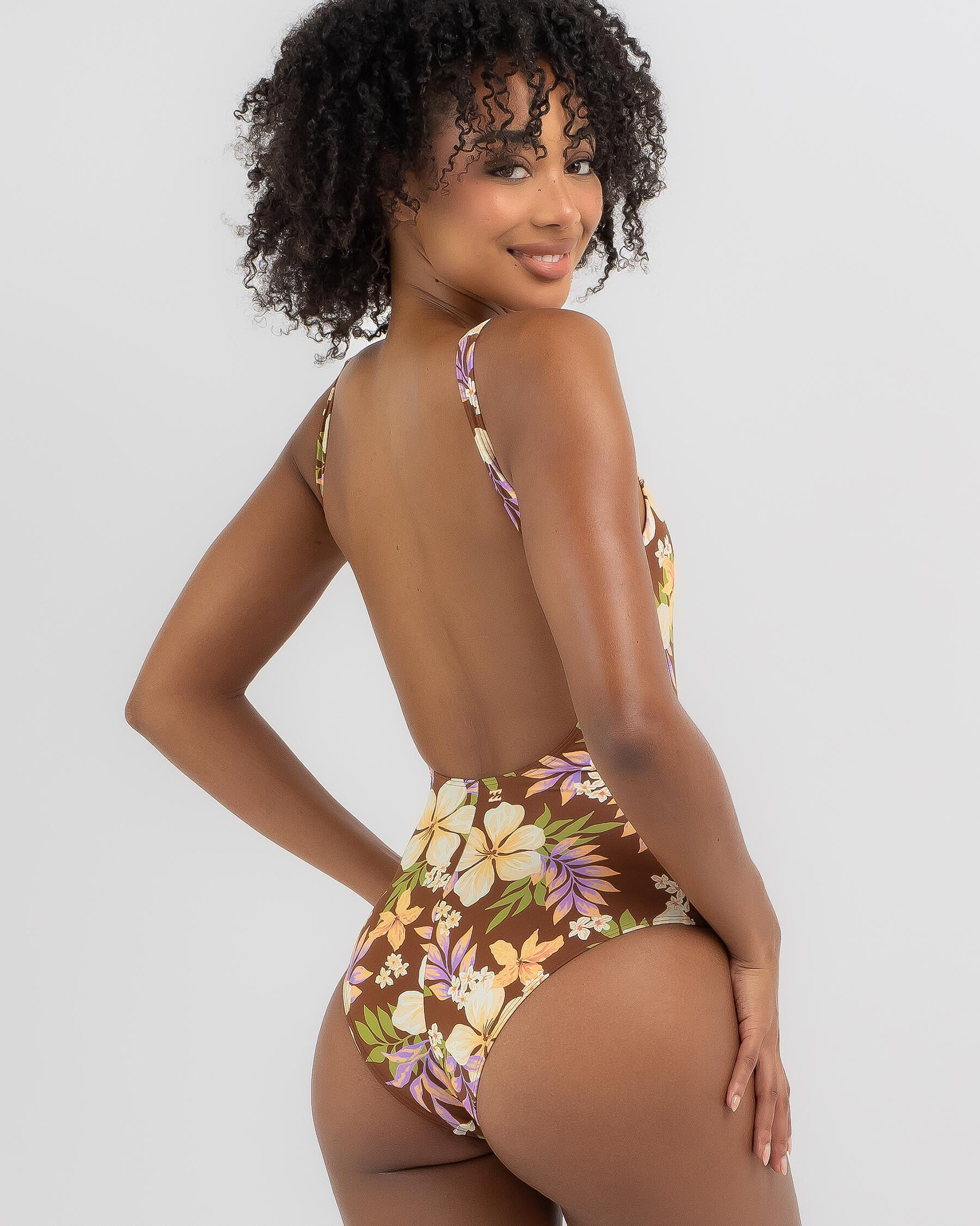 Shop Billabong Jungle Bliss Retro One Piece Swimsuit In Toasted