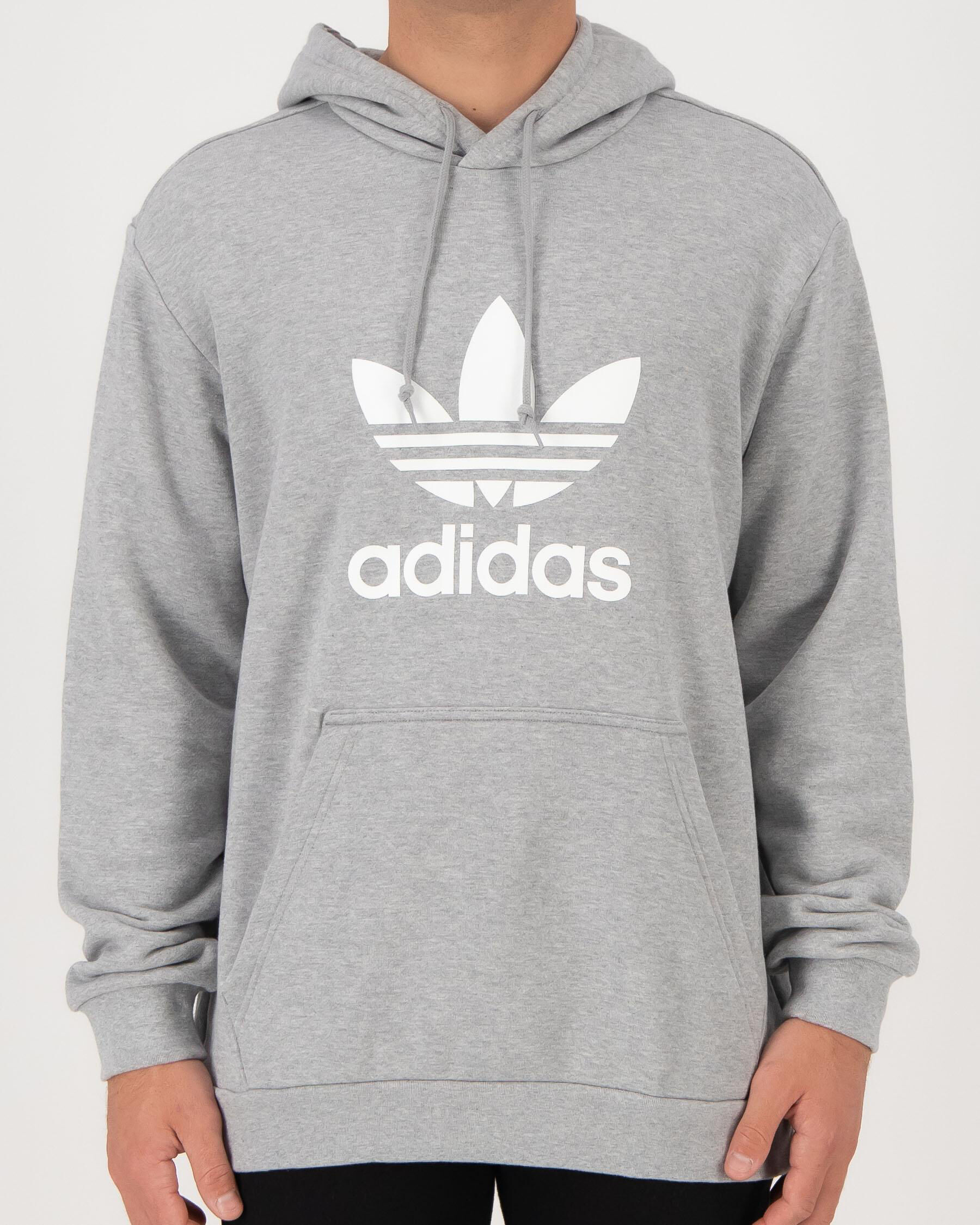 adidas trefoil hoodie grey mens