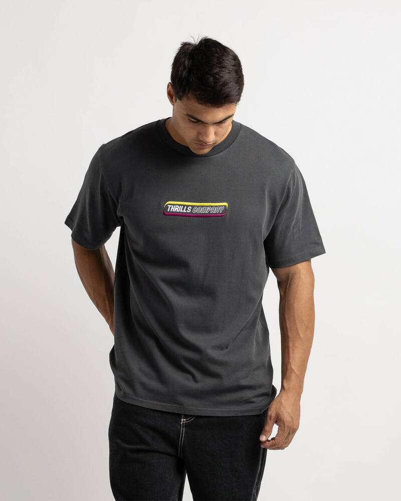 Thrills Blurr Embroidery Merch Fit T-Shirt for Mens