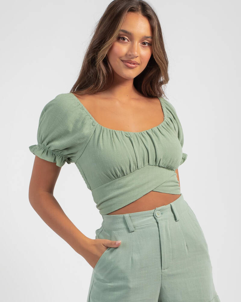 Shop House Of Sienna Bobbie Top In Sage - Fast Shipping & Easy Returns ...