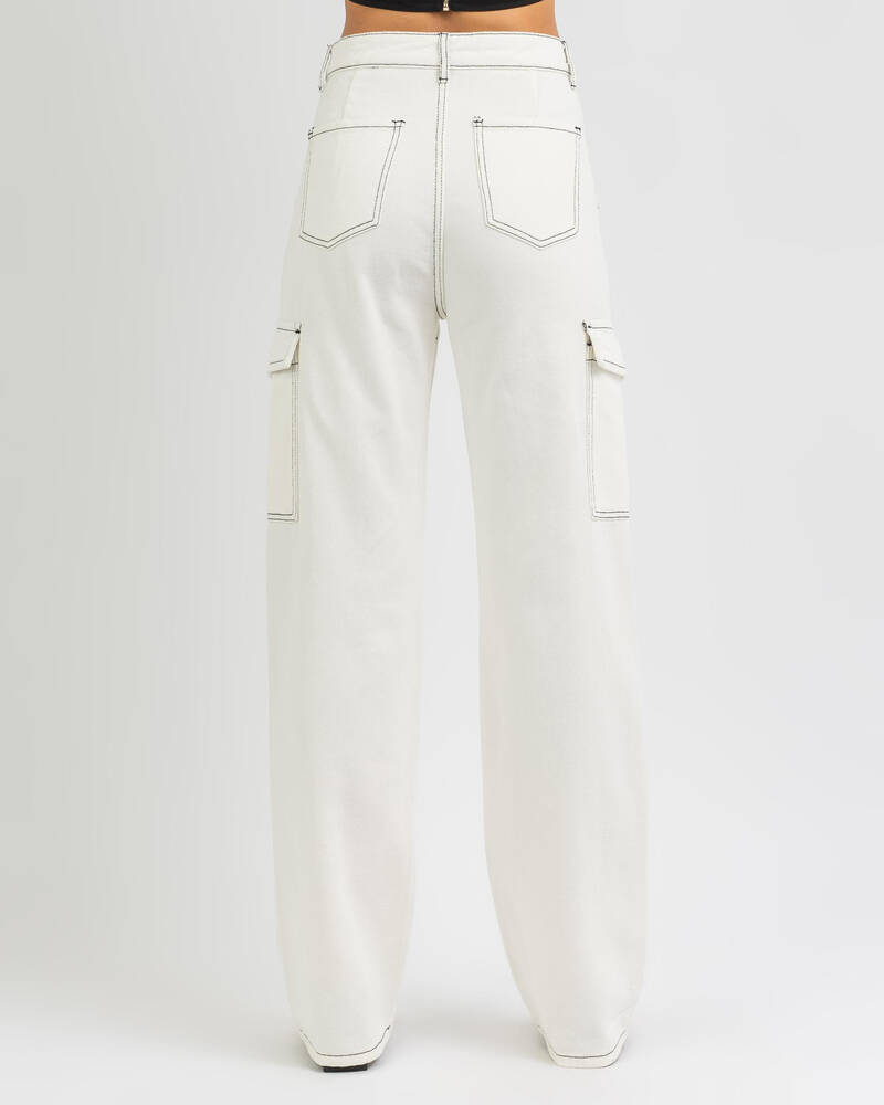 Shop MRKT. Indy Cargo Jeans In Off White - Fast Shipping & Easy Returns ...