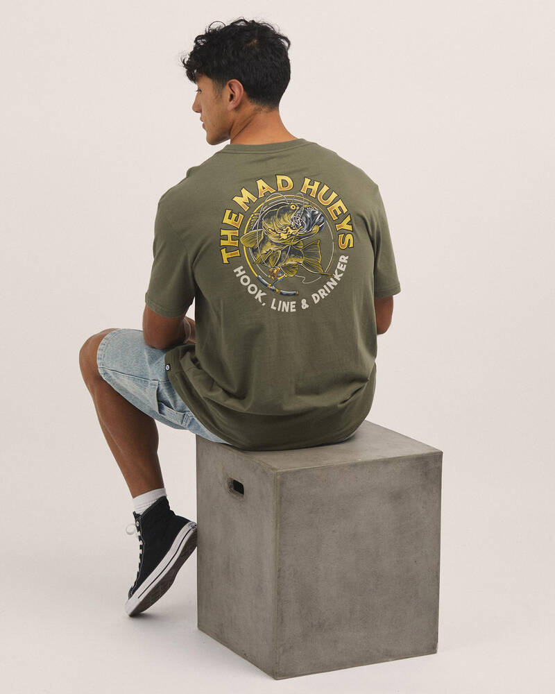 The Mad Hueys Hook Line & Drinker T Shirt for Mens