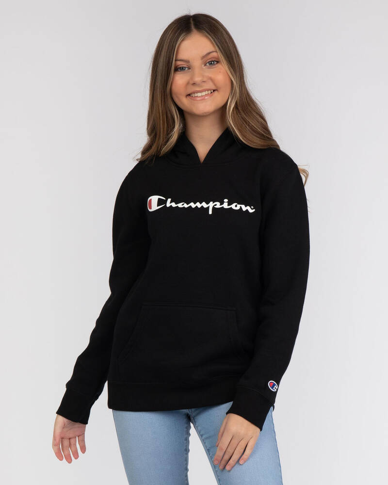 Shop Champion Girls' Logo Hoodie In Black - Fast Shipping & Easy ...