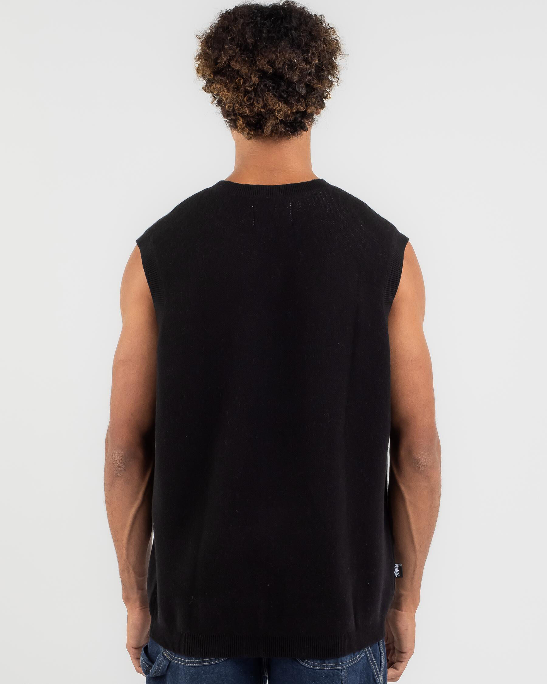 Stussy Smooth Stock Knitted Vest In Black - FREE* Shipping & Easy