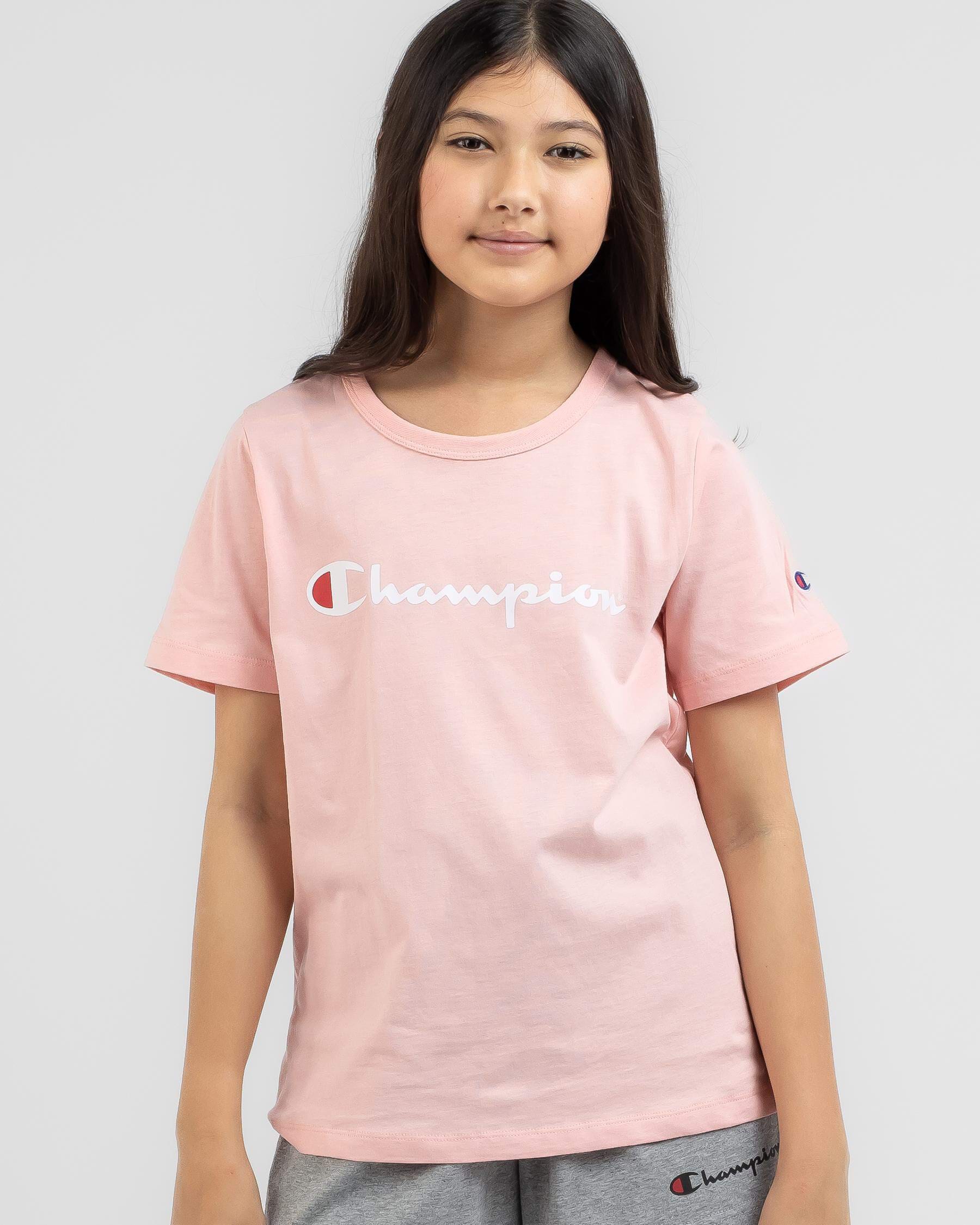 Champion Girls Logo T Shirt In Peach Schnapps FREE Shipping Easy Returns City Beach United States