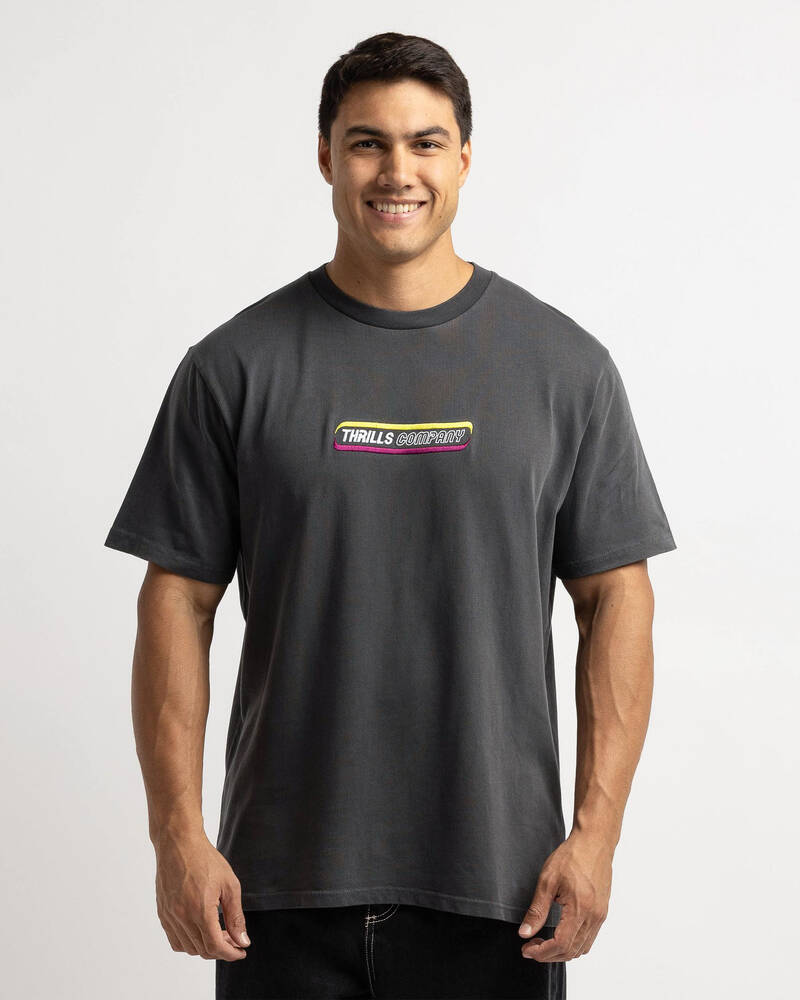 Thrills Blurr Embroidery Merch Fit T-Shirt for Mens