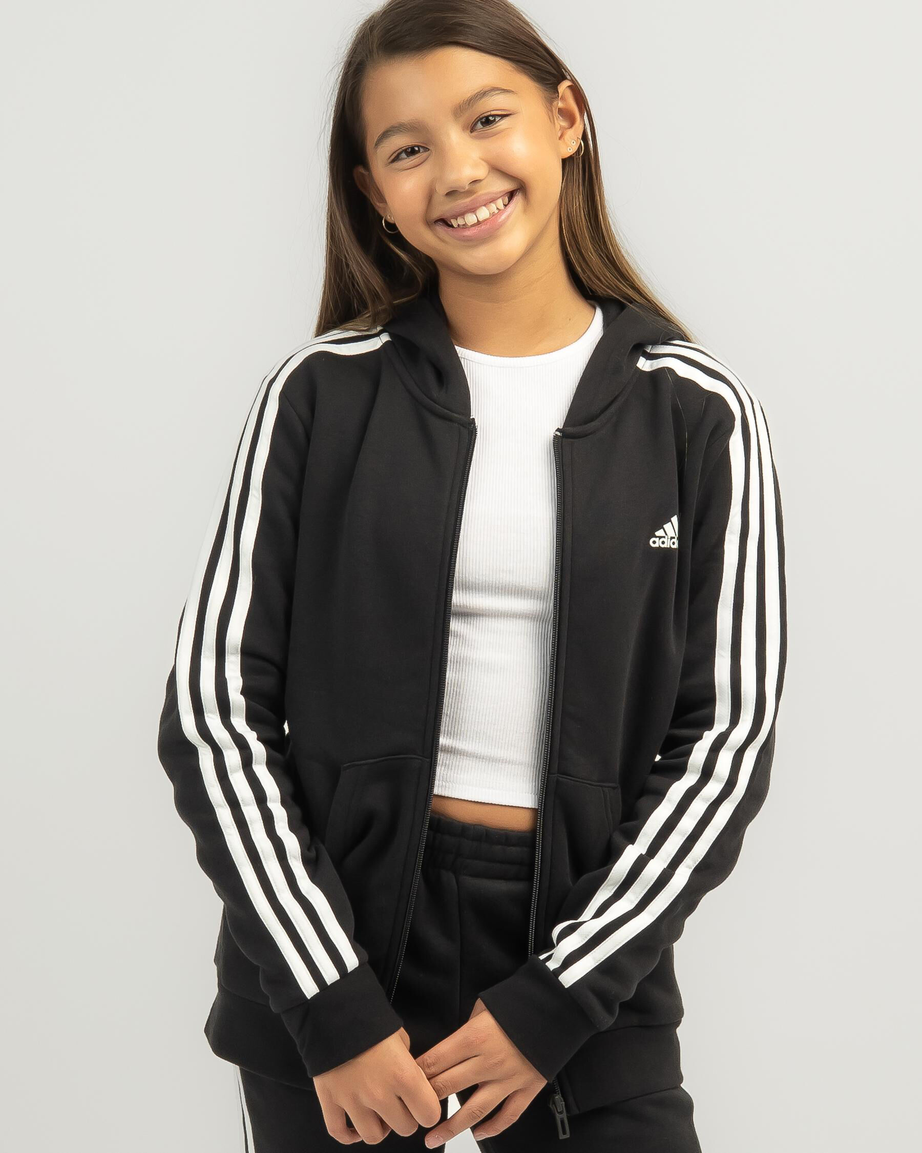 Adidas 3 stripe zip hoodie online women's