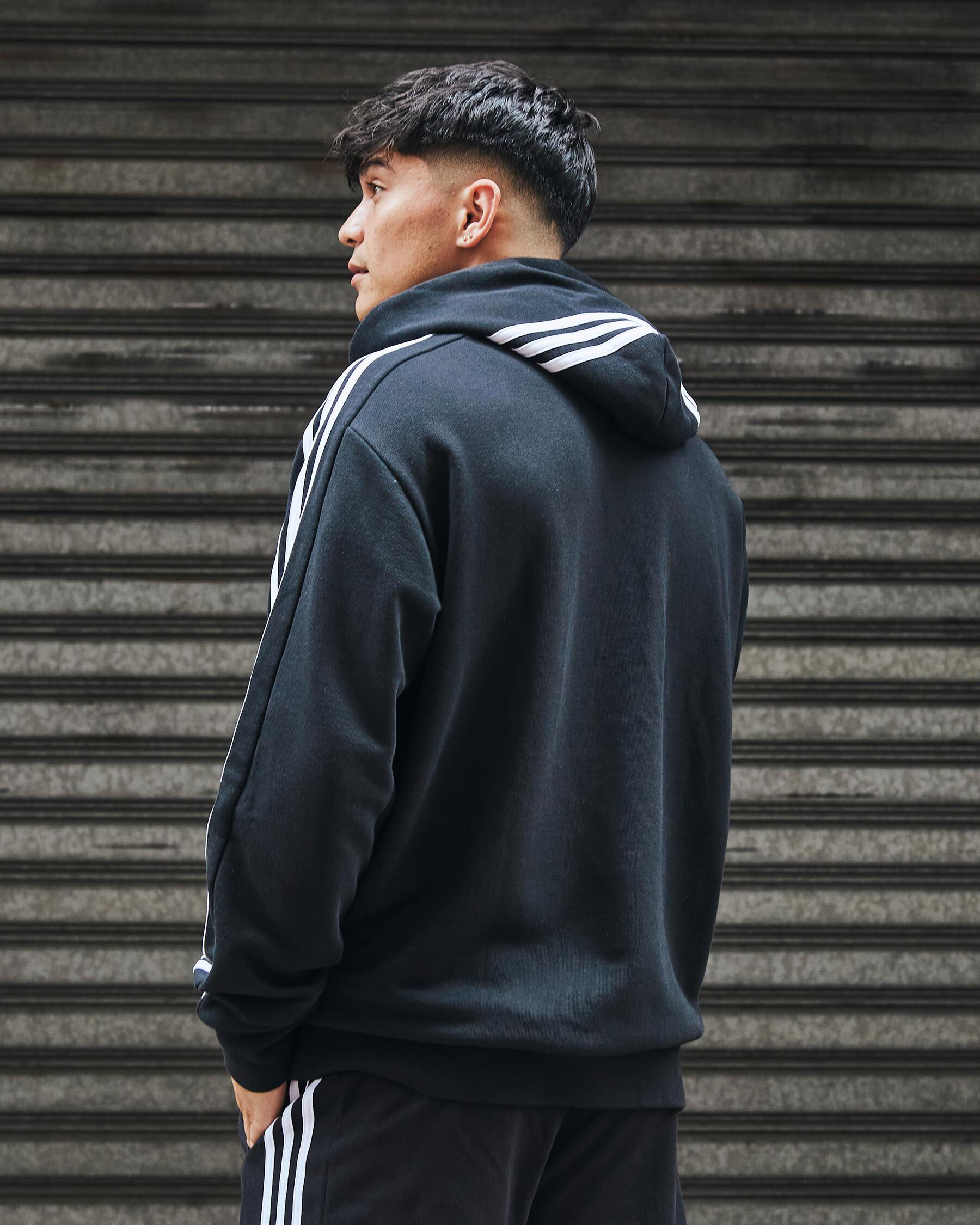 Adidas three stripe hoodie men's hot sale