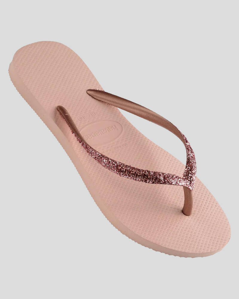 Havaianas Slim Metal Logo Glitter II Thongs for Womens