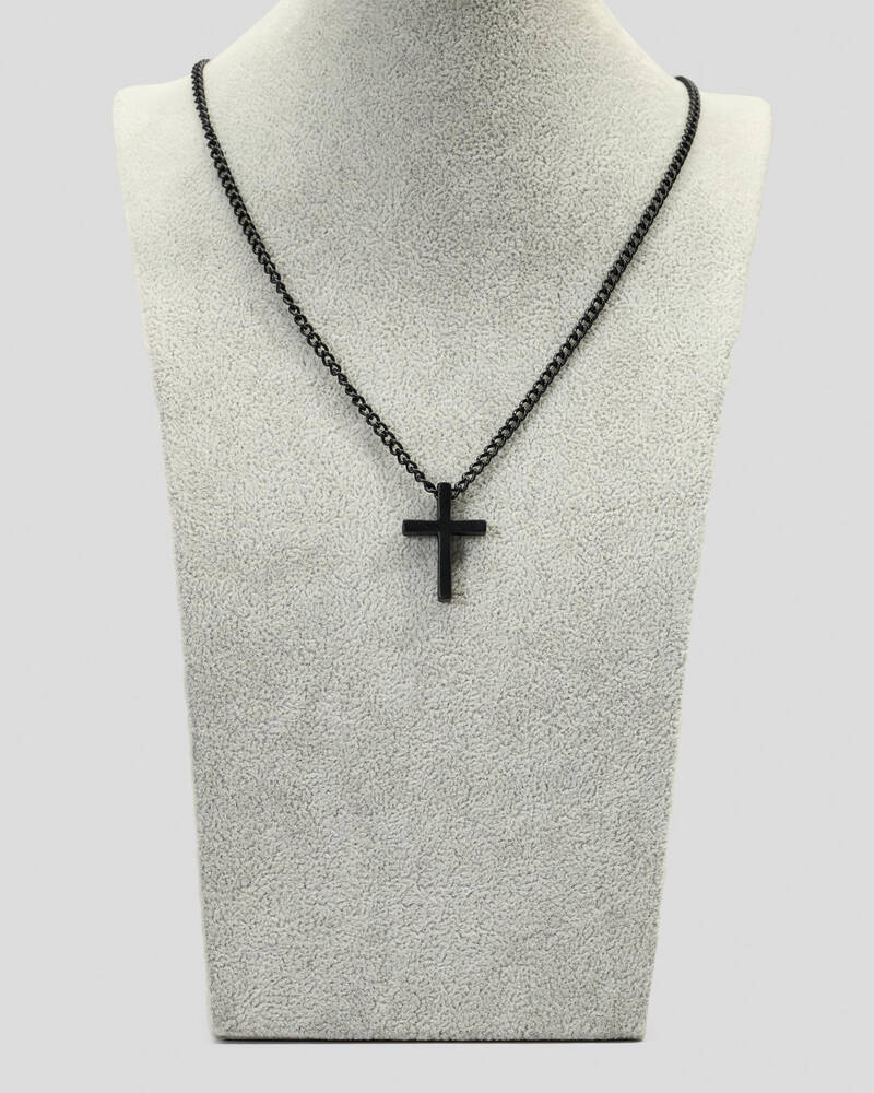 REPUBLIK Matte Black Cross Necklace for Mens