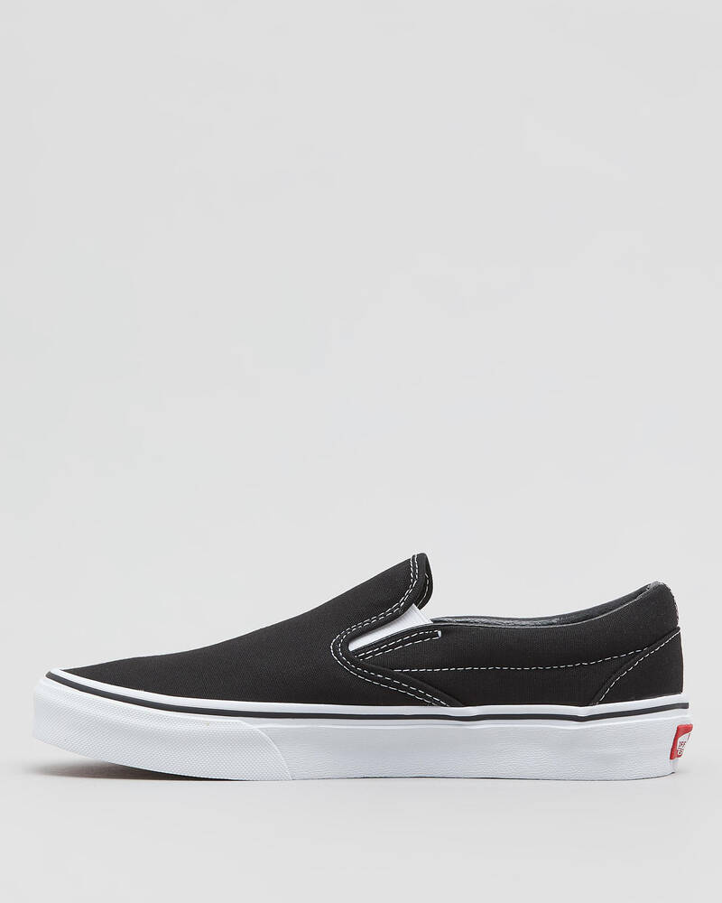 Shop Vans Womens Classic Slip On Shoes In Black Black - Fast Shipping ...