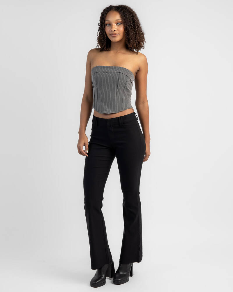 Shop Ava And Ever Bonnie Pinstripe Corset Top In Grey Pinstripe - Fast ...