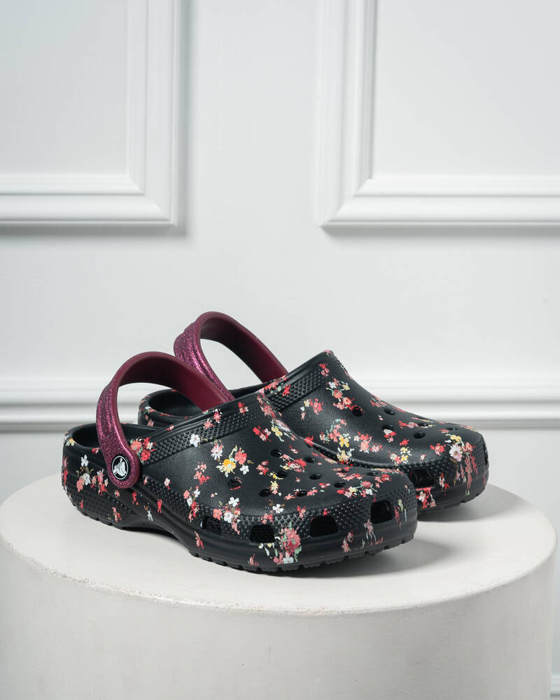 Crocs Kids' Classic Floral Print Clogs for Unisex