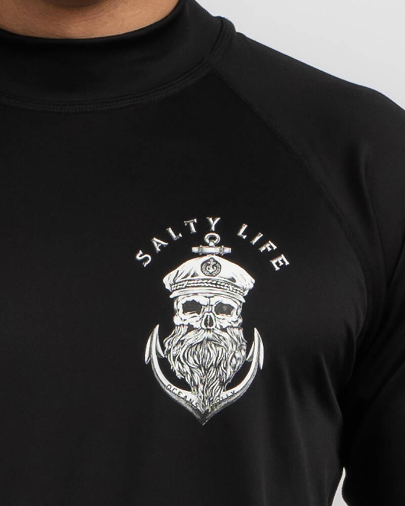 Salty Life Anchors Short Sleeve Rash Vest for Mens