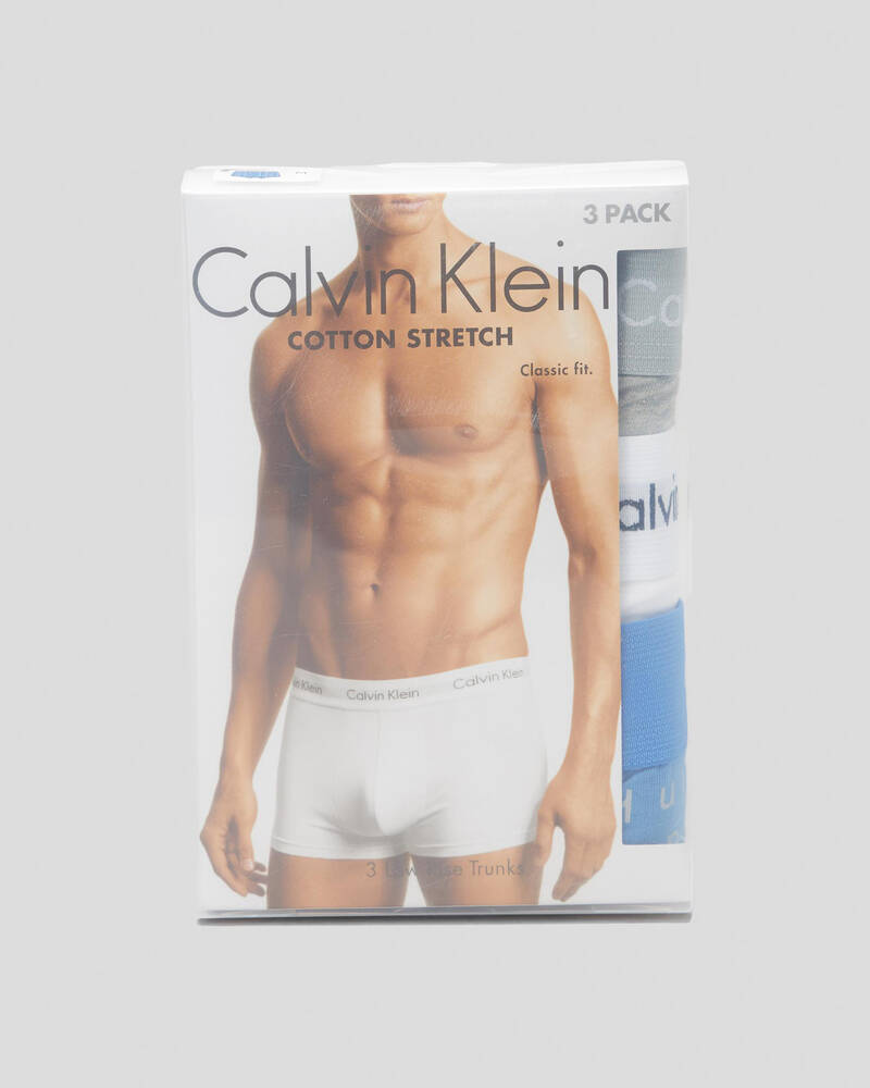 Calvin Klein 3 Pack Cotton Stretch Trunks - White