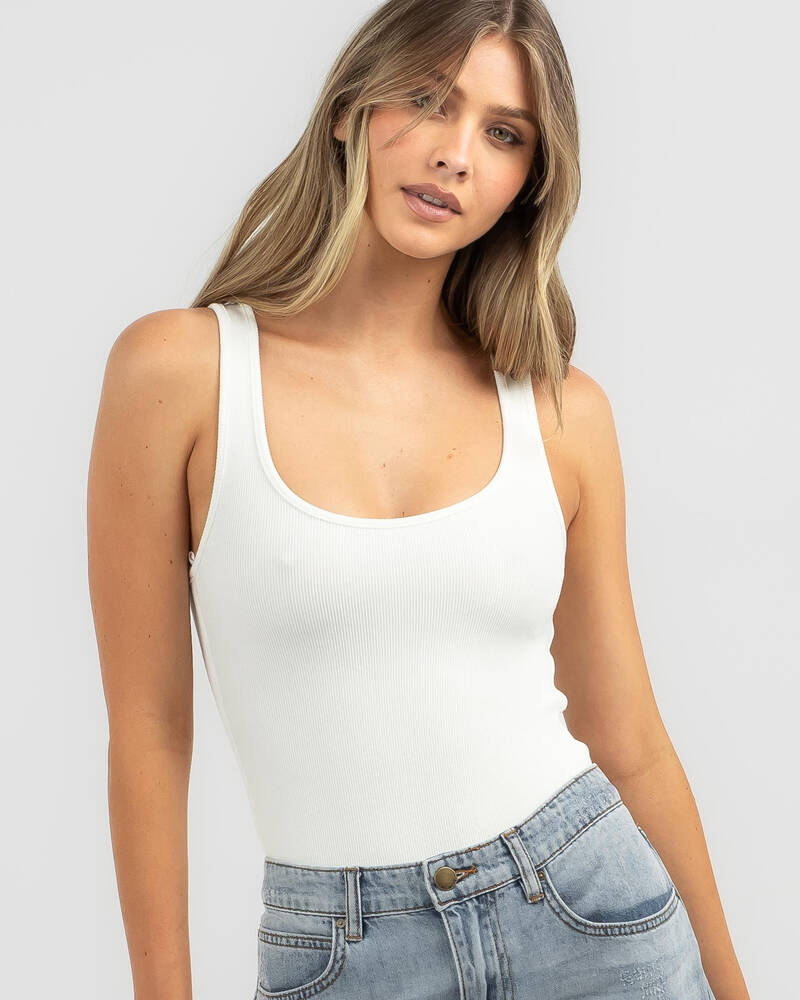 Mooloola Basic Scoop Fine Rib Bodysuit for Womens