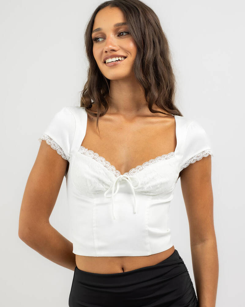 Ava And Ever Kate Lace Tie Front Top for Womens