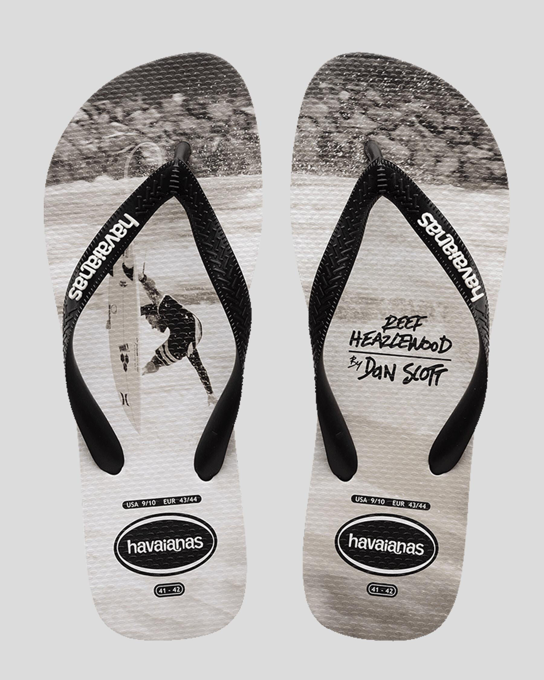 Havaianas Kids Top Photoprint Thongs In Black white Fast