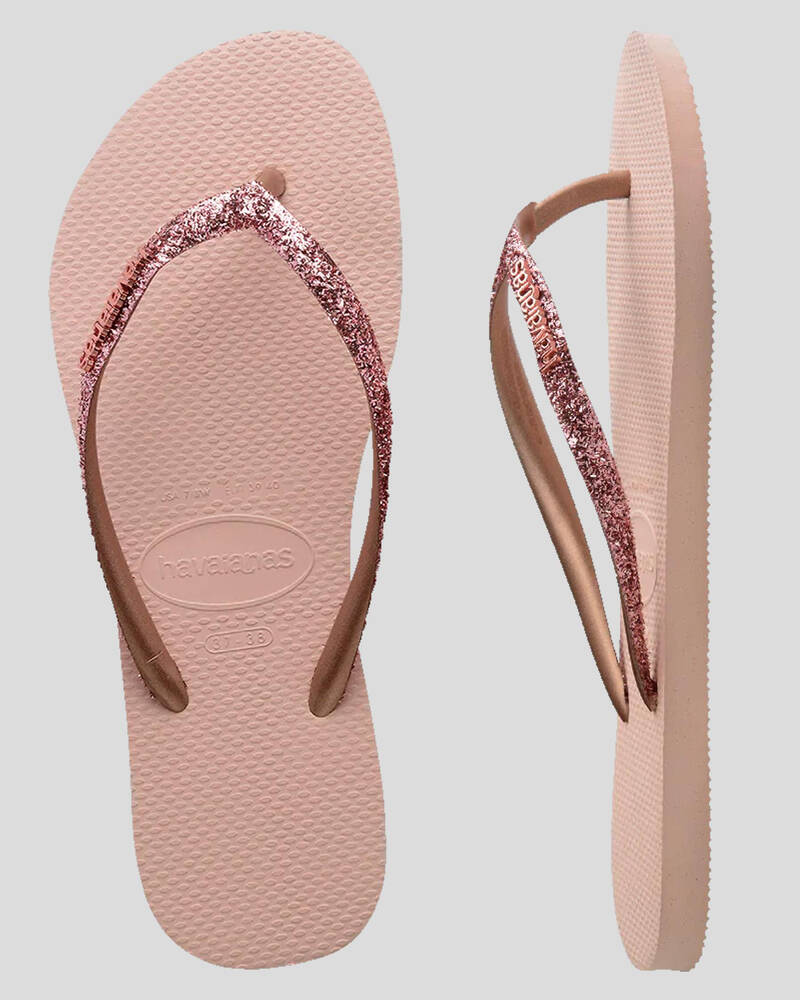 Havaianas Slim Metal Logo Glitter II Thongs for Womens