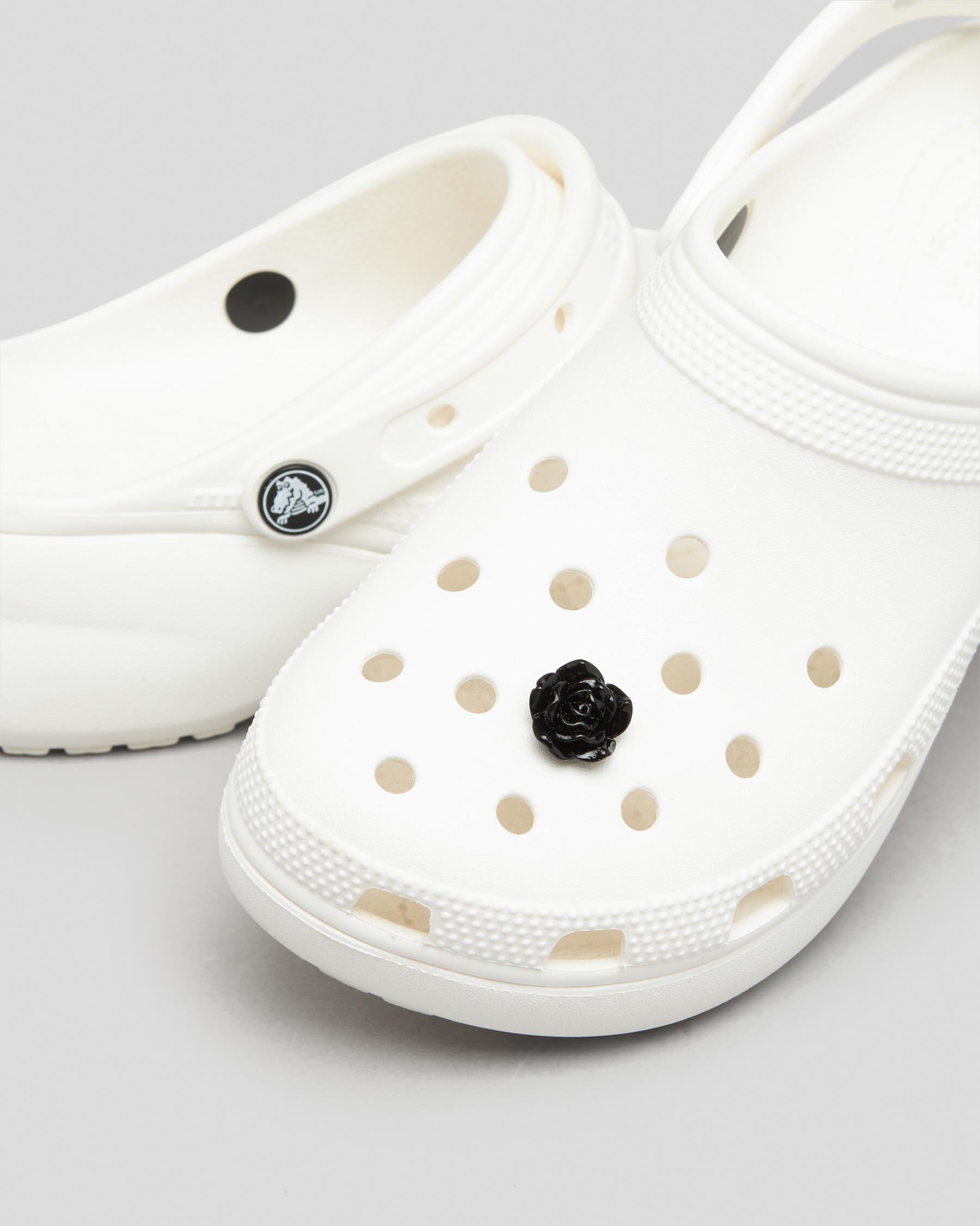 Black discount flower crocs