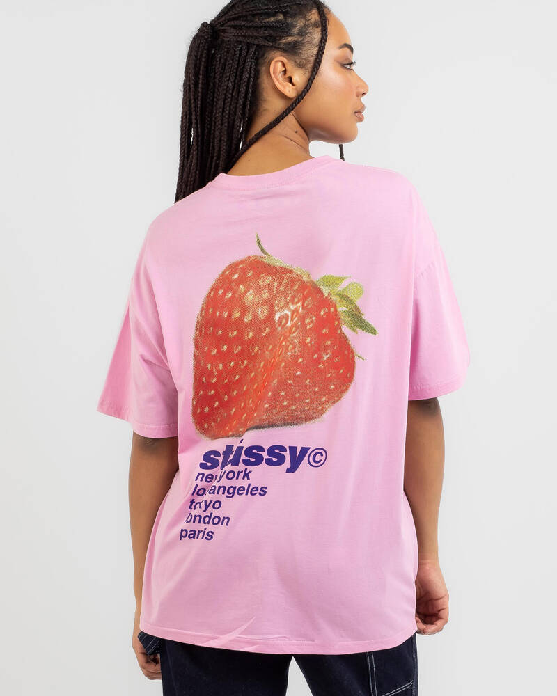 Stussy Strawberry Relaxed T-Shirt for Womens