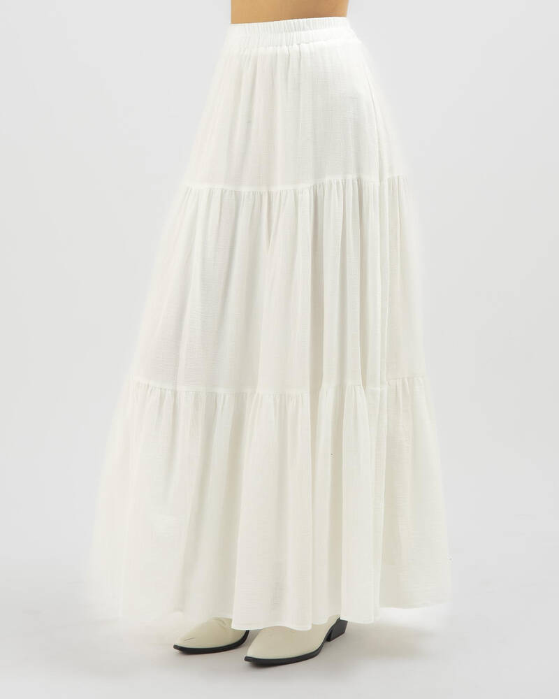 Mooloola Dusk Maxi Skirt In White | City Beach Australia