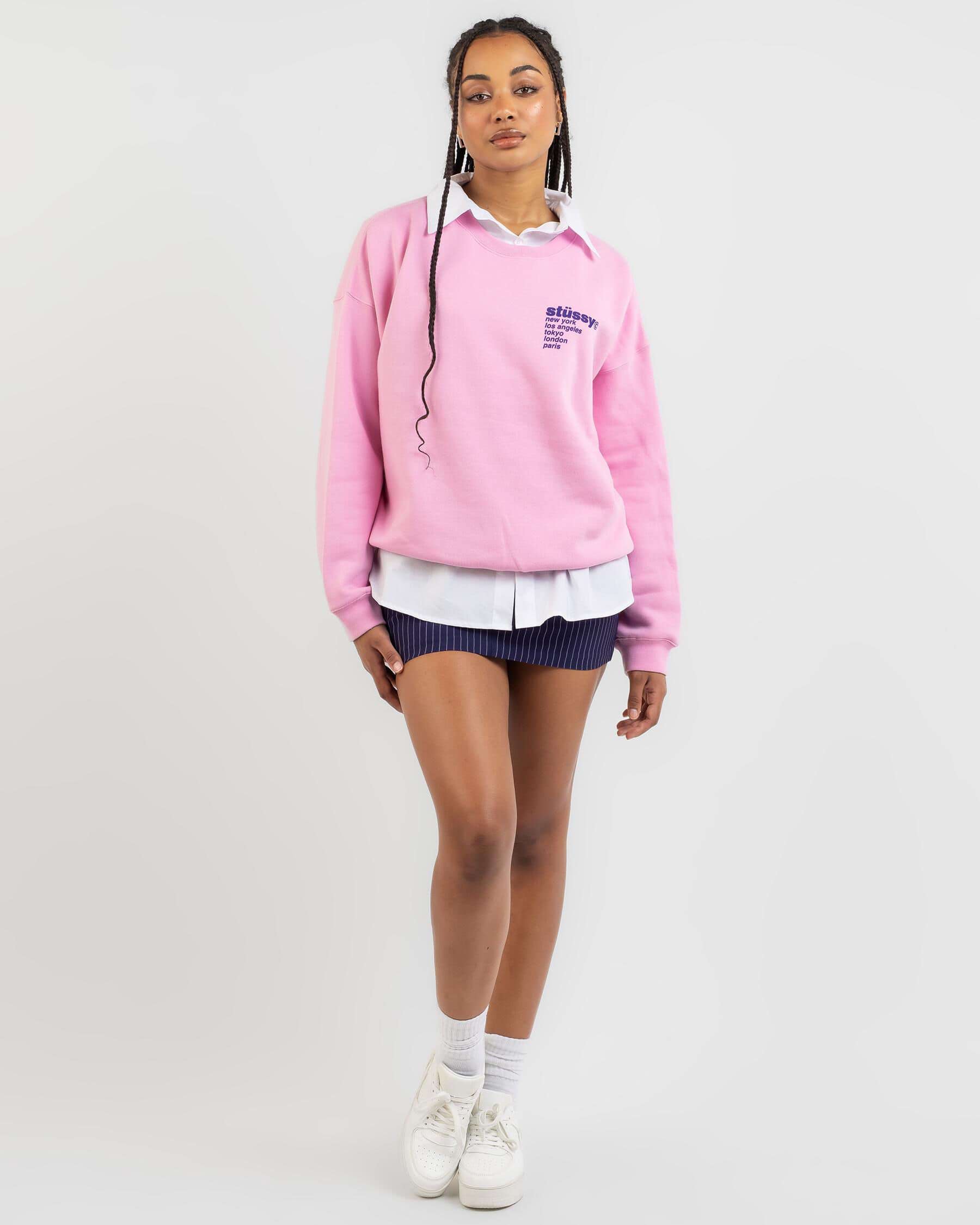 Pink stussy clearance sweatshirt