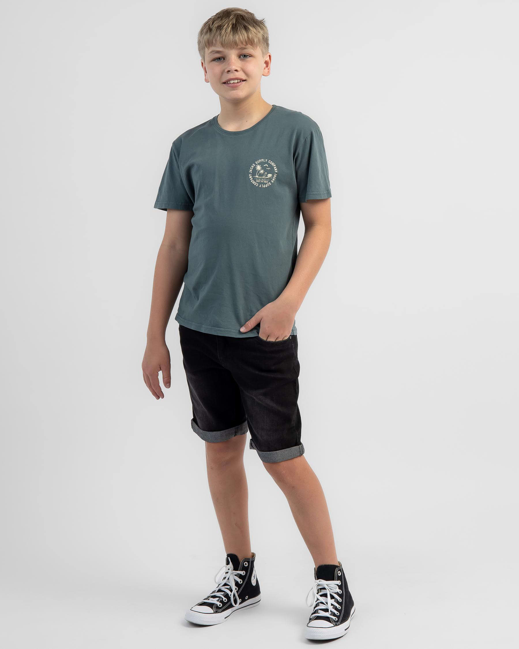 Shop Jacks Boys' Counter T-Shirt In Overdye Green - Fast Shipping ...