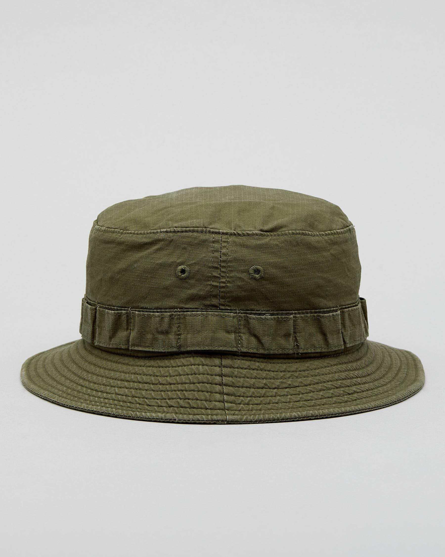 Shop Rusty Stockpile Bucket Hat In Gun Green - Fast Shipping & Easy ...