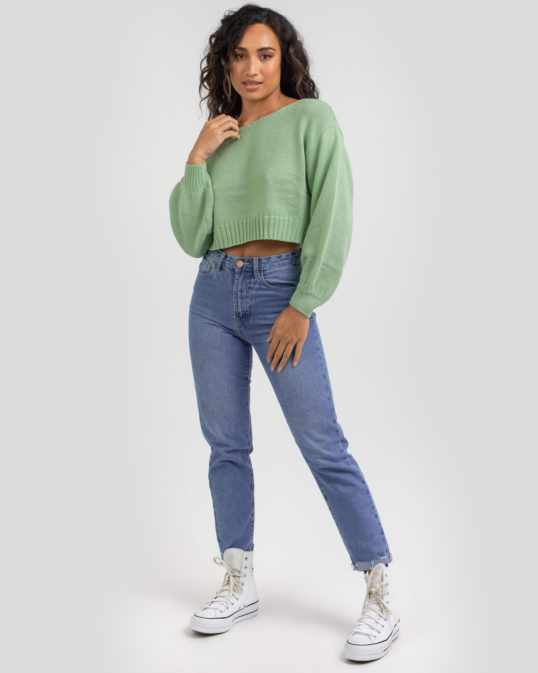 Mooloola Fingal Knit Jumper In Pistachio - Fast Shipping & Easy Returns ...