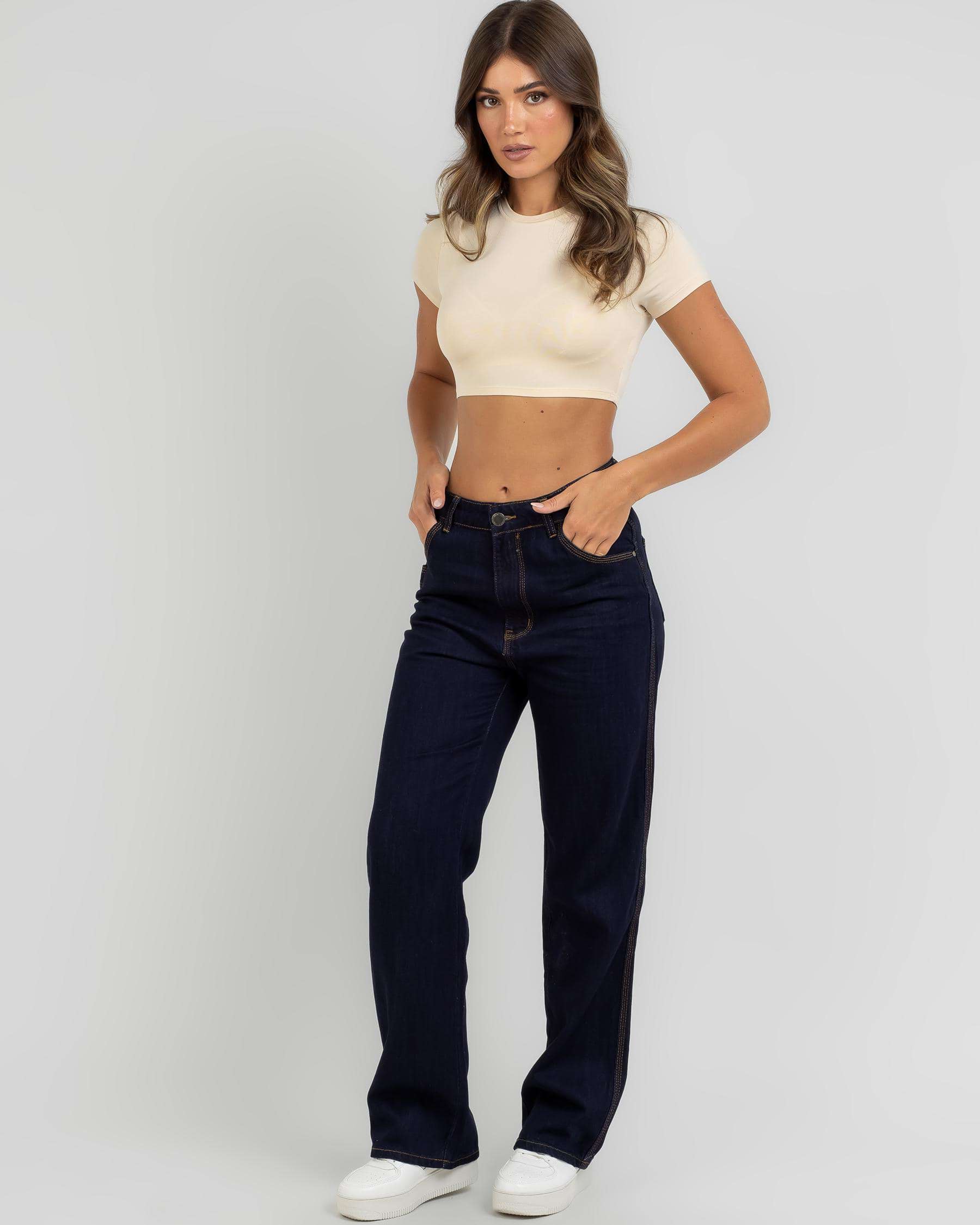 Shop Country Denim Florence Carpenter Jeans In Dark Blue - Fast ...