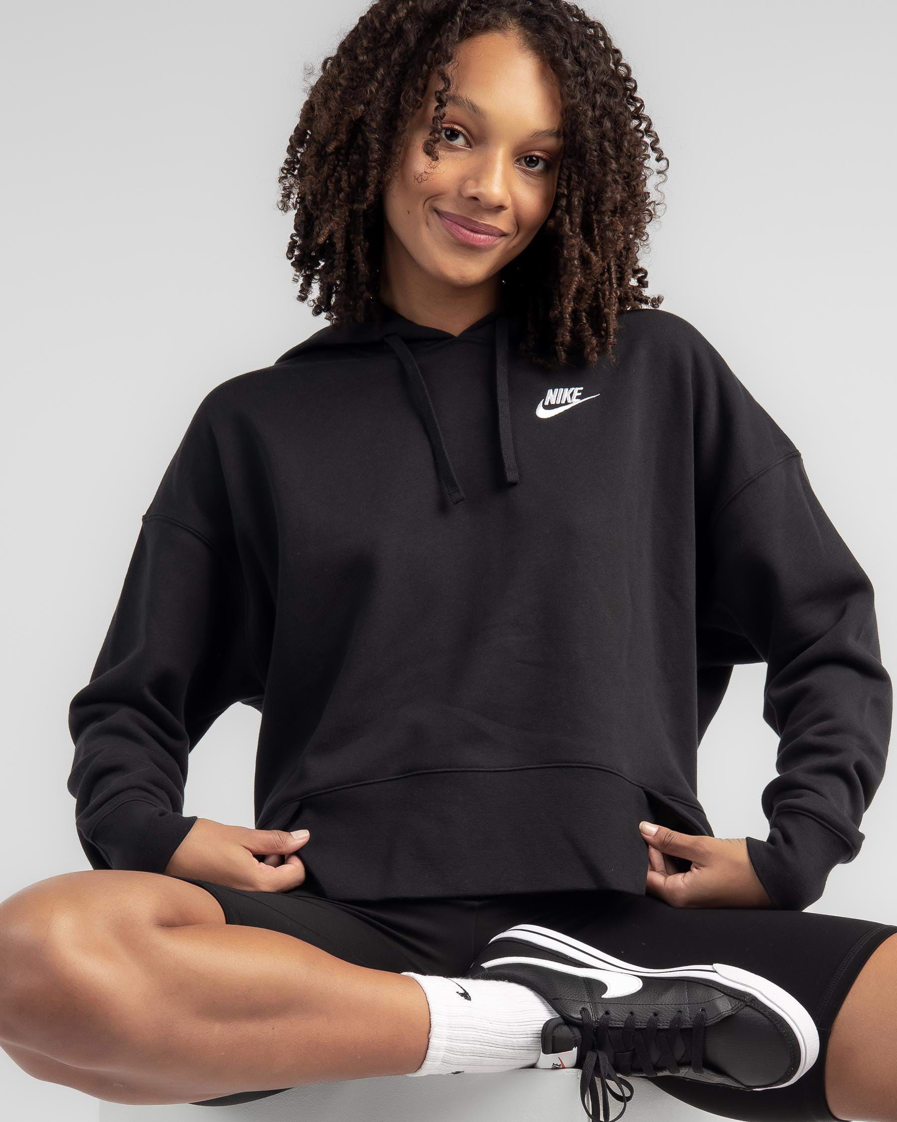 Shop Nike Club Fleece Hoodie In Black/white - Fast Shipping & Easy ...