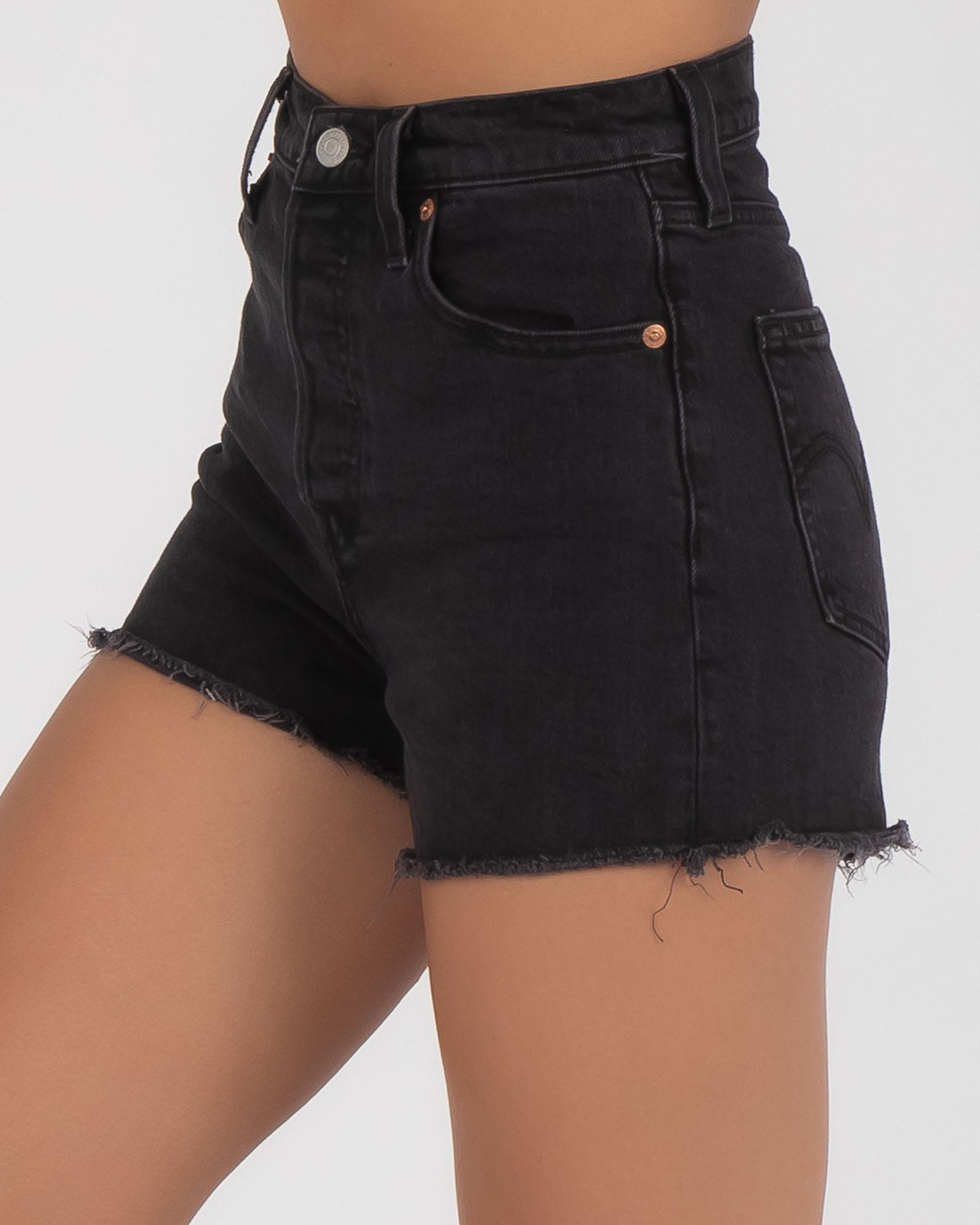 Shop Levi's Ribcage Shorts In Black Bayou - Fast Shipping & Easy ...