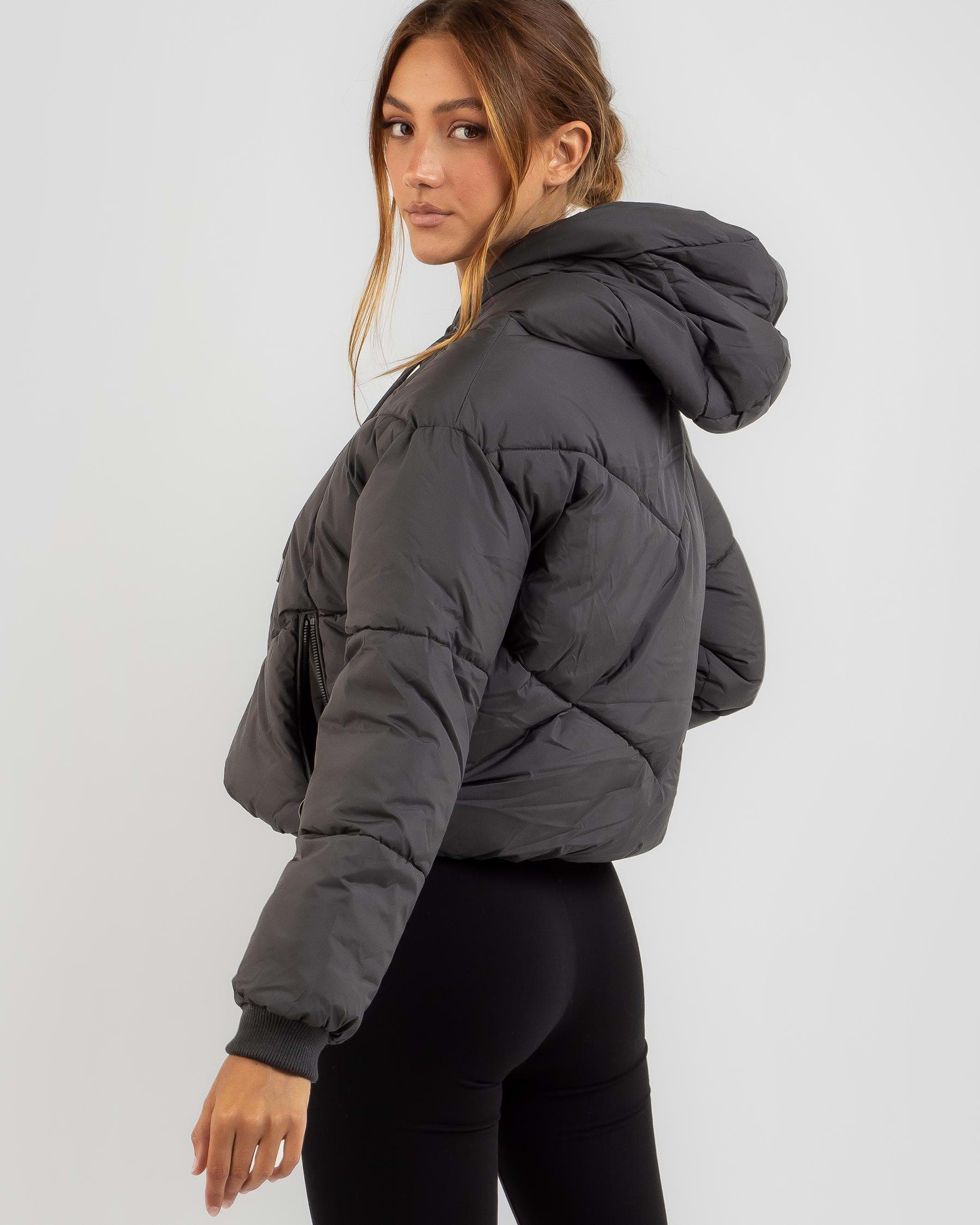 Shop Ava And Ever Fate Puffer Jacket In Slate - Fast Shipping & Easy ...
