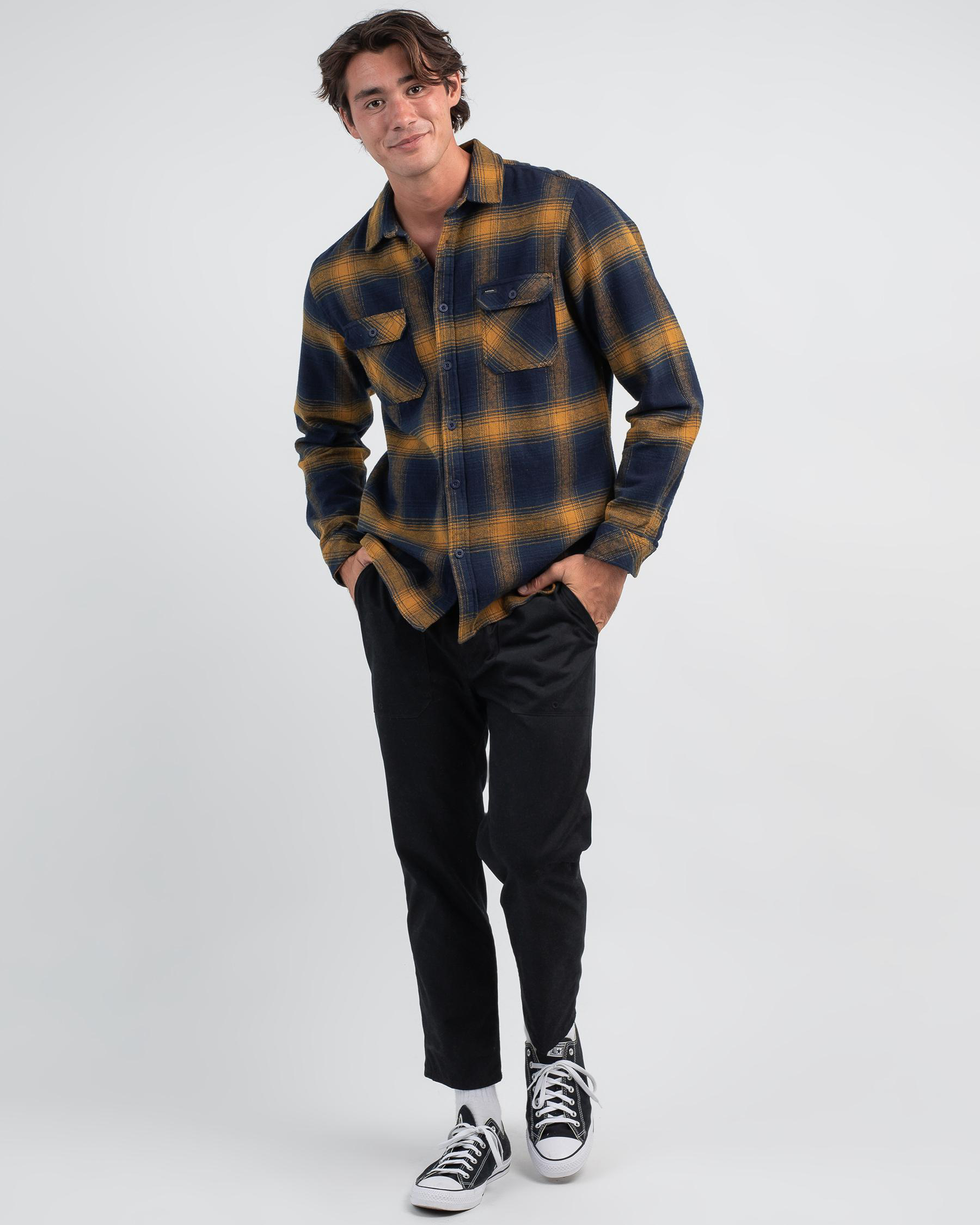 Shop Rip Curl Count Flannel Shirt In Gold - Fast Shipping & Easy ...