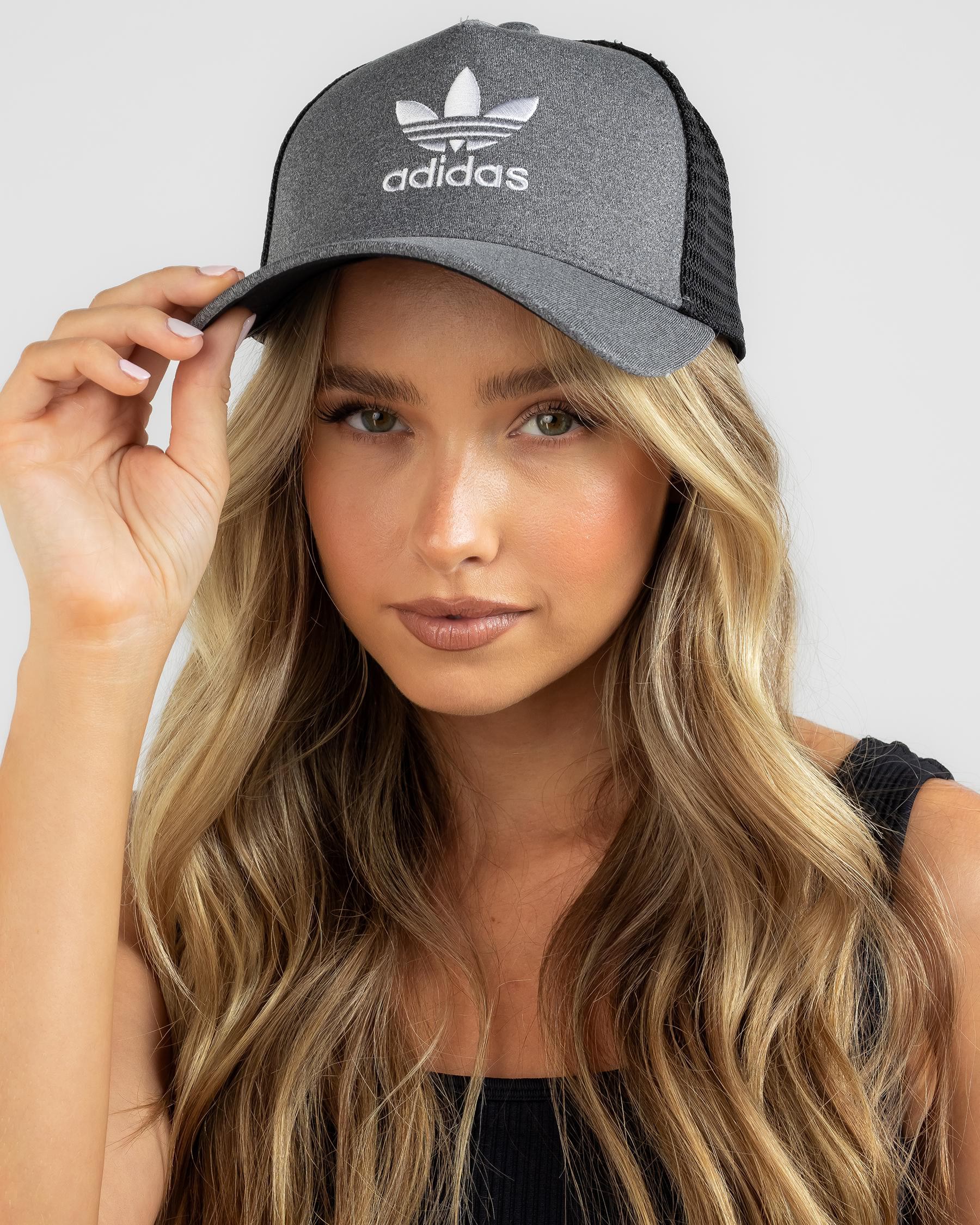 Shop adidas Curved Trucker Cap In Black/white - Fast Shipping & Easy ...