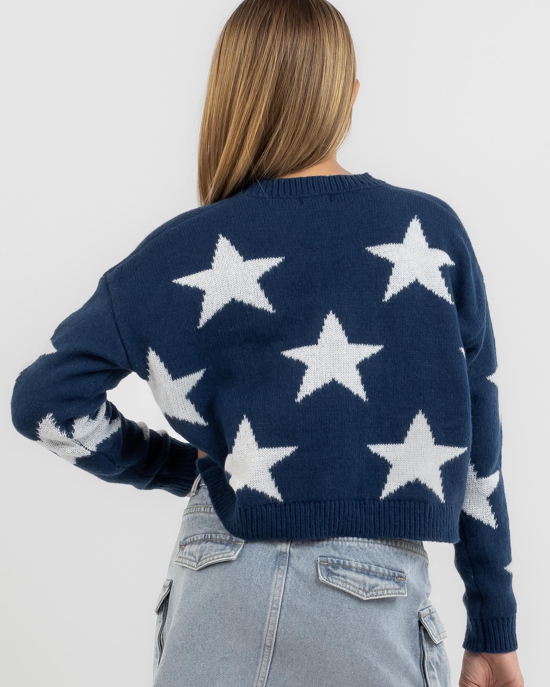 Shop Ava And Ever Girls' Cowboy Crew Neck Knit Jumper In Blue - Fast ...