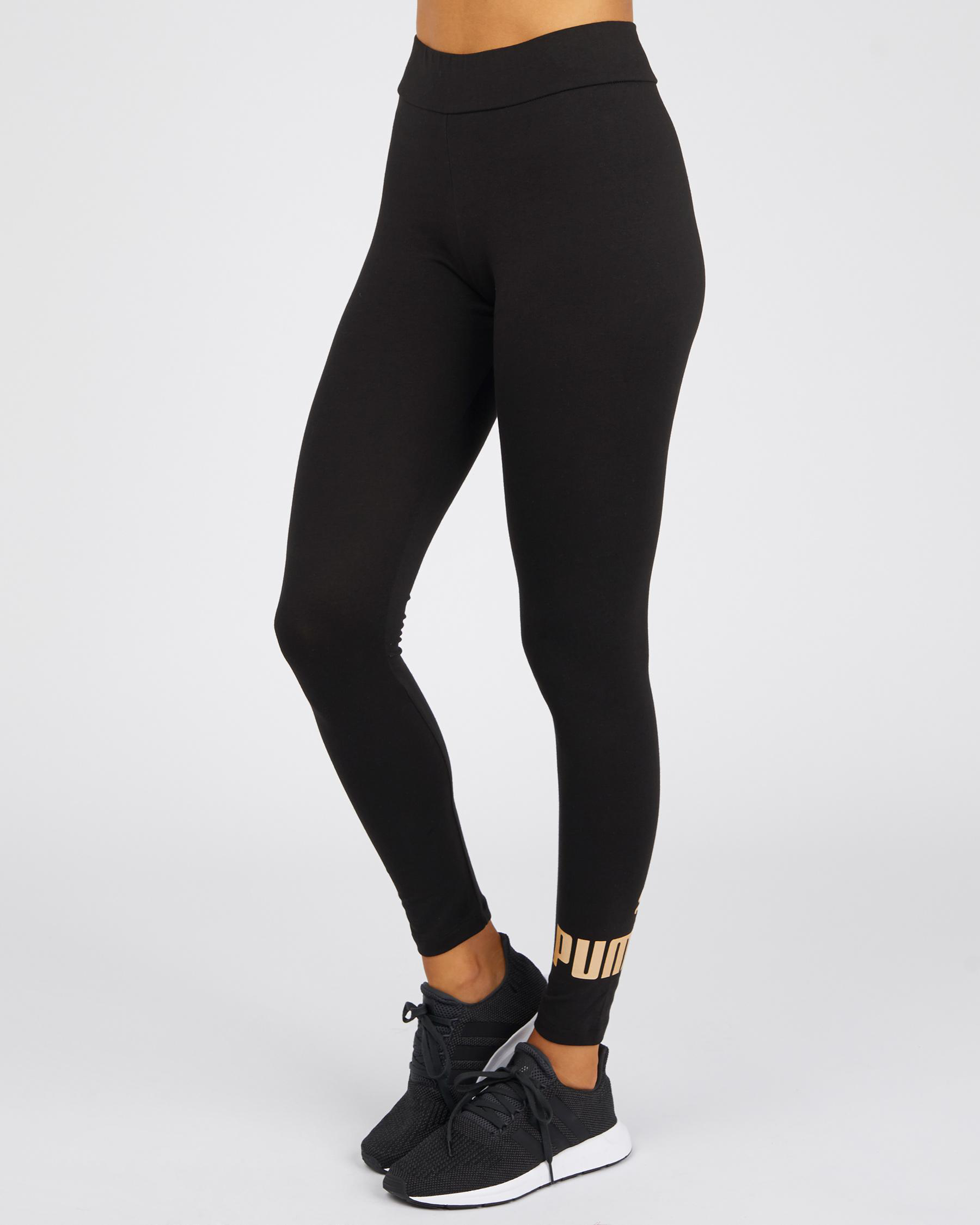 Puma Essential Logo Leggings In 51 Puma Black/gold - Fast Shipping ...