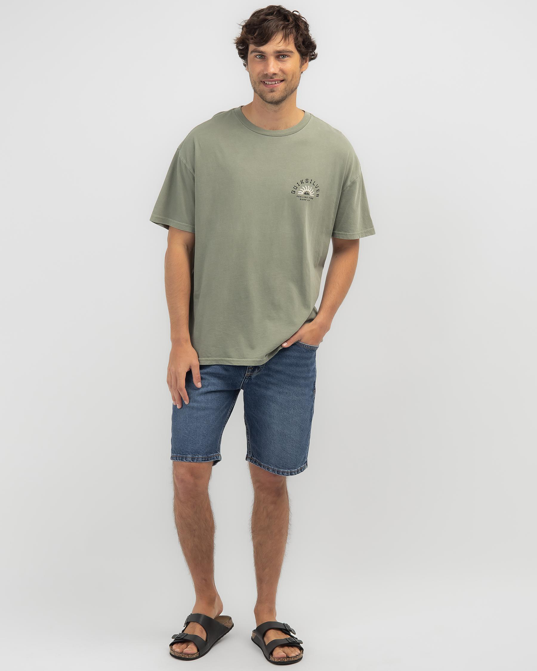 Shop Quiksilver QS State of Mind T-Shirt In Iceberg Green - Fast ...
