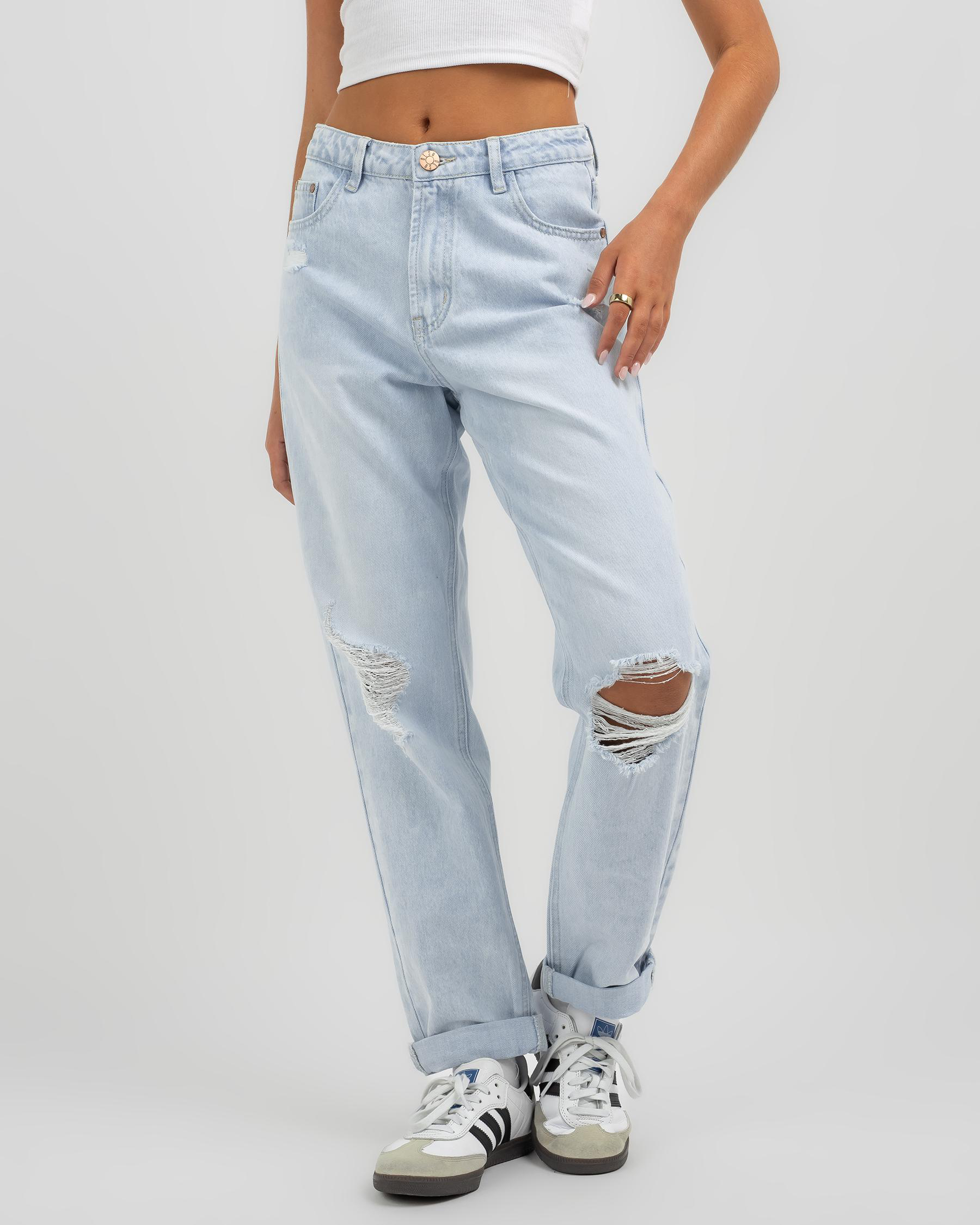 DESU Dixie Mom Jeans In Light Blue - Fast Shipping & Easy Returns ...