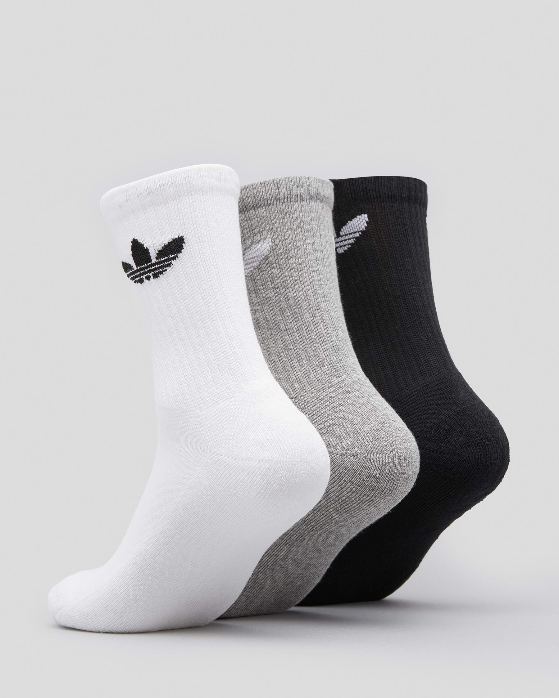 Shop adidas Boys' Cushioned Trefoil Crew Socks 3 Pack In White/medium ...