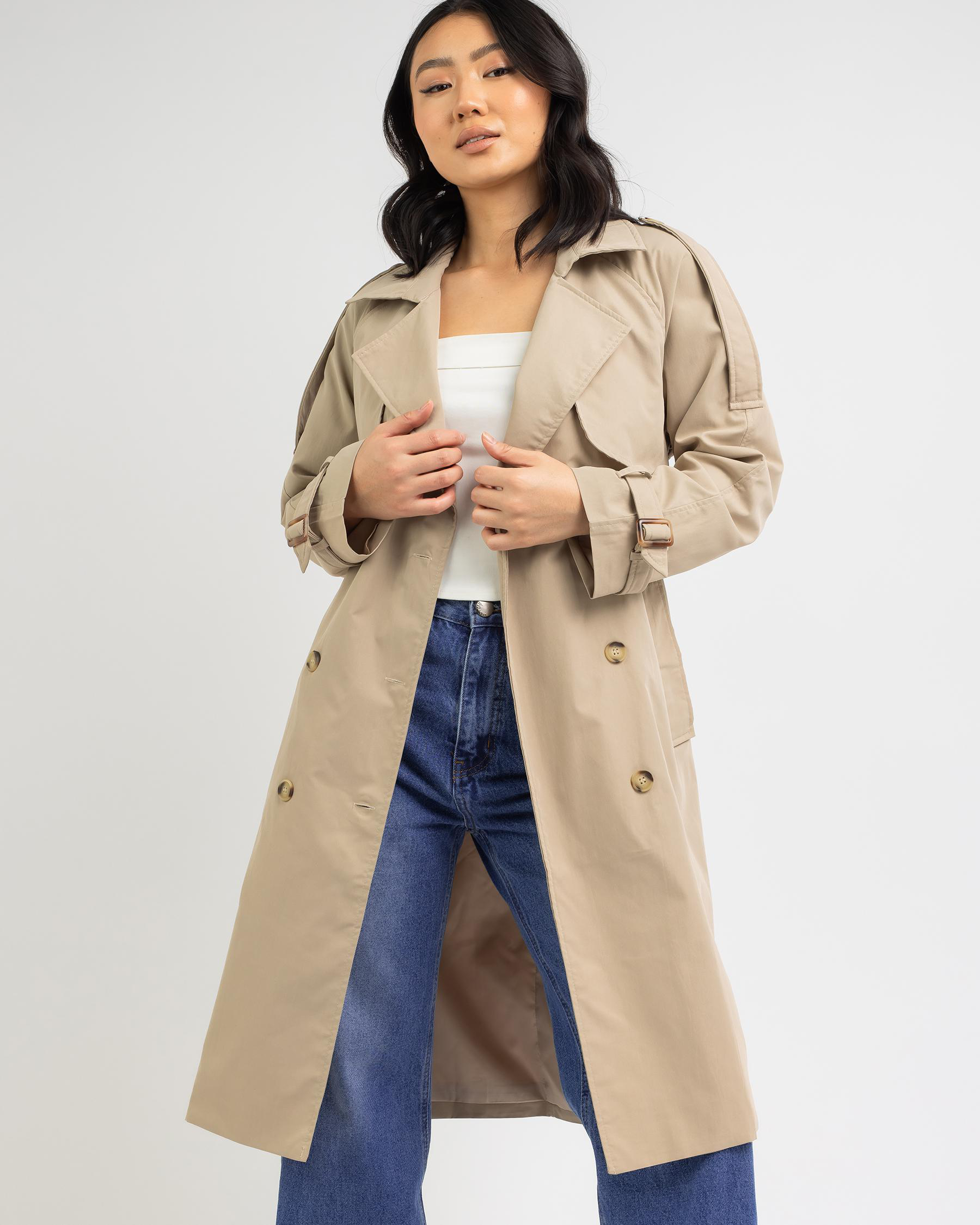 Shop Ava And Ever Bass Trench Coat In Taupe - Fast Shipping & Easy ...