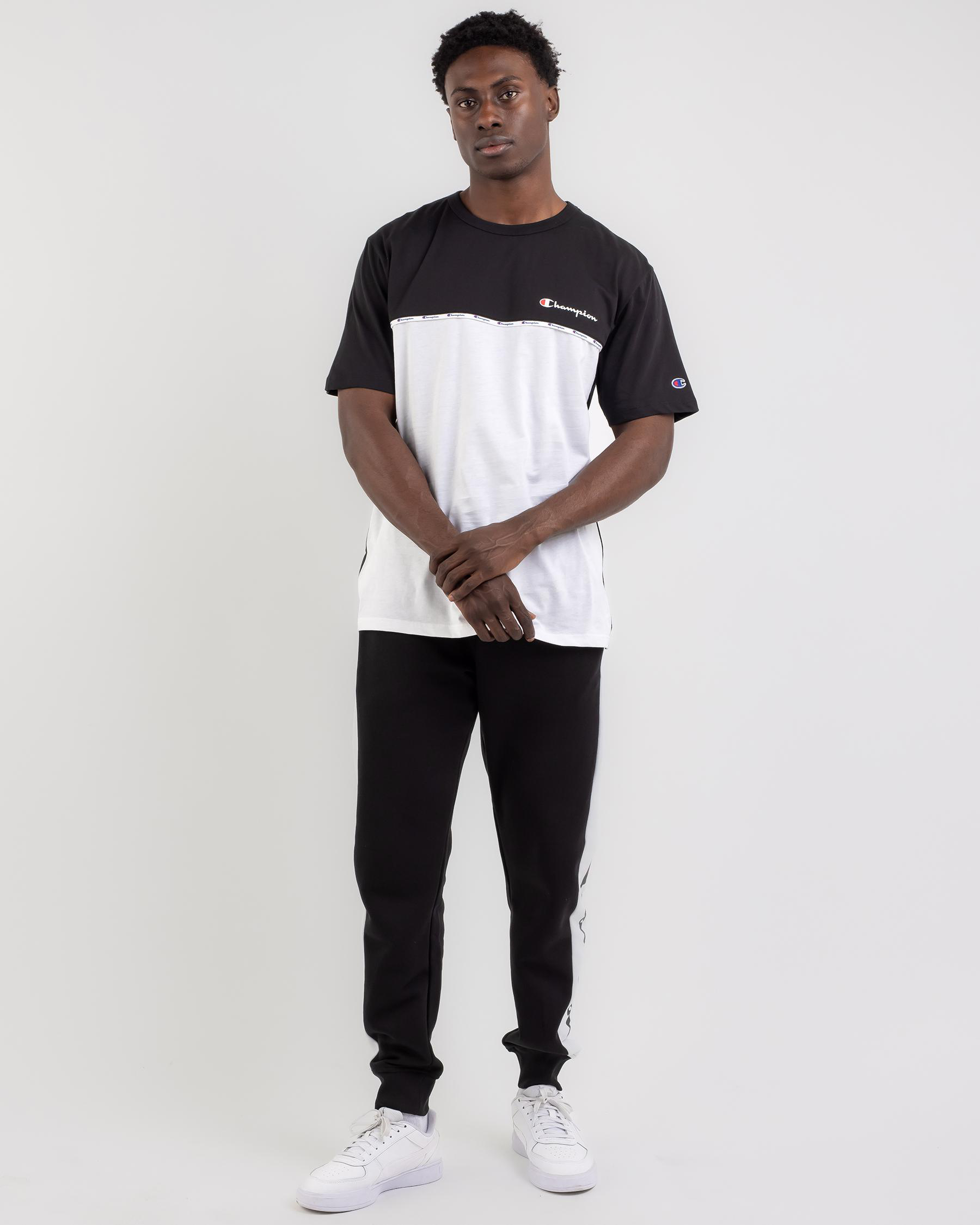 Shop Champion Colour Block T-Shirt In Black/white - Fast Shipping ...